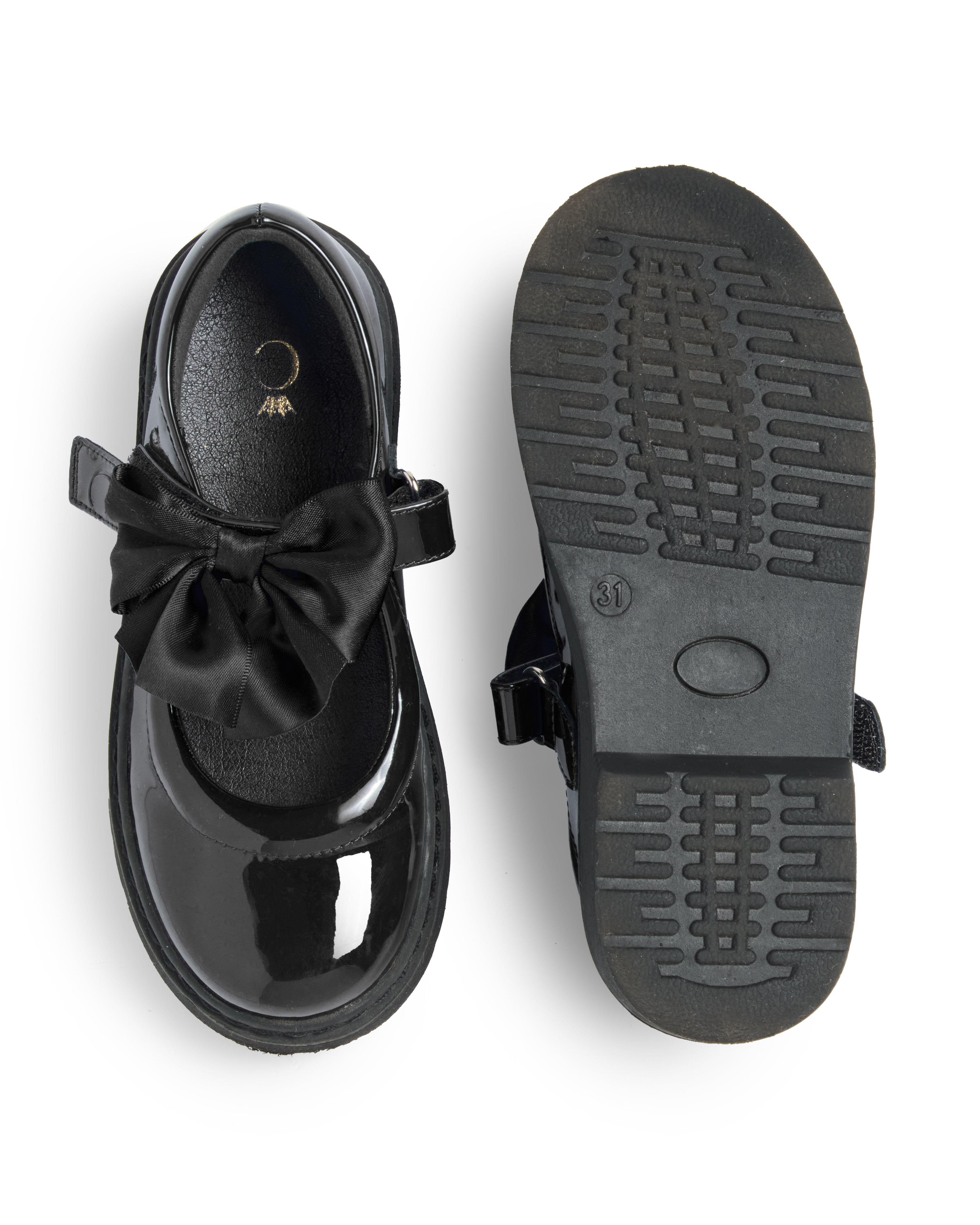 Black Patent Bow School Shoes