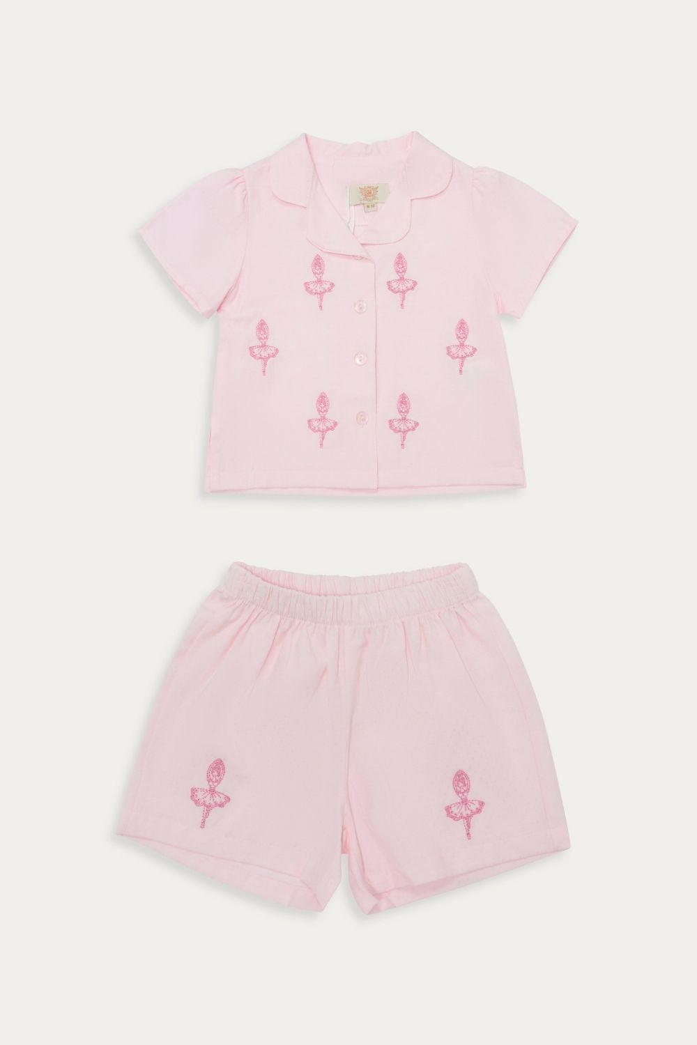 Pink Ballerina Embroidered Short Pyjama Set