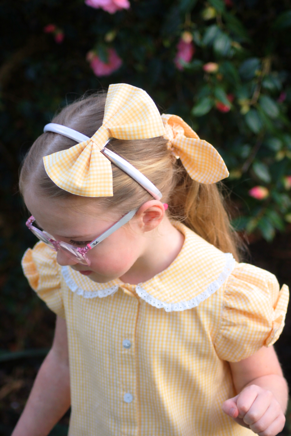 Yellow Gingham Scrunchie & Alice Band Set