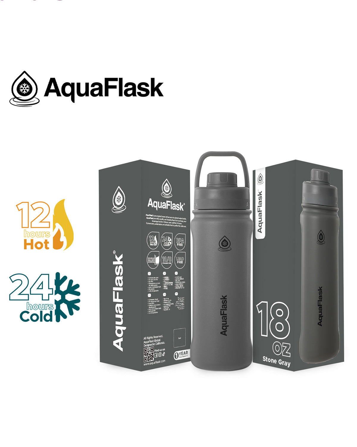 Grey Insulated Water Bottle