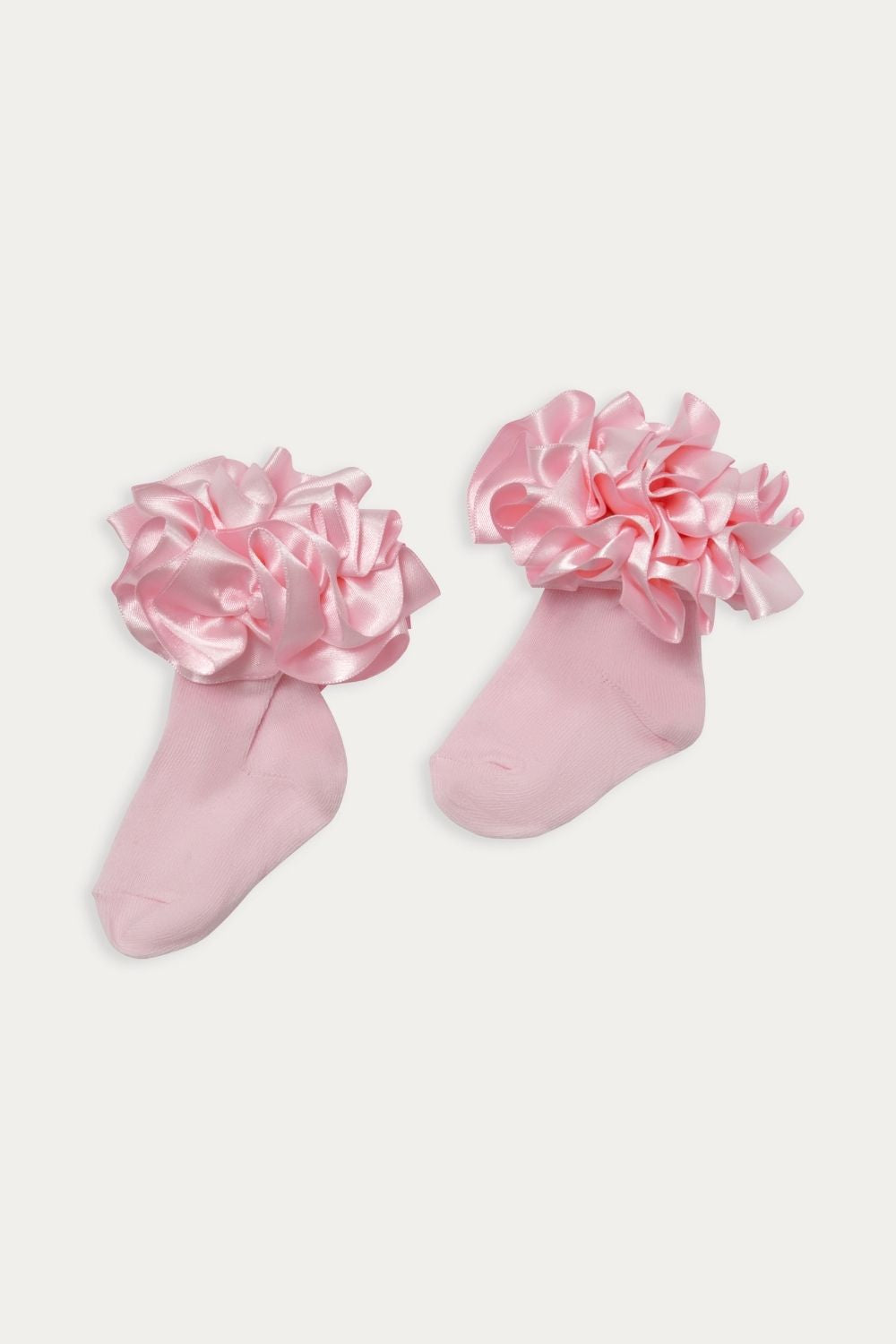 Pink Satin Ruffle Ankle Socks