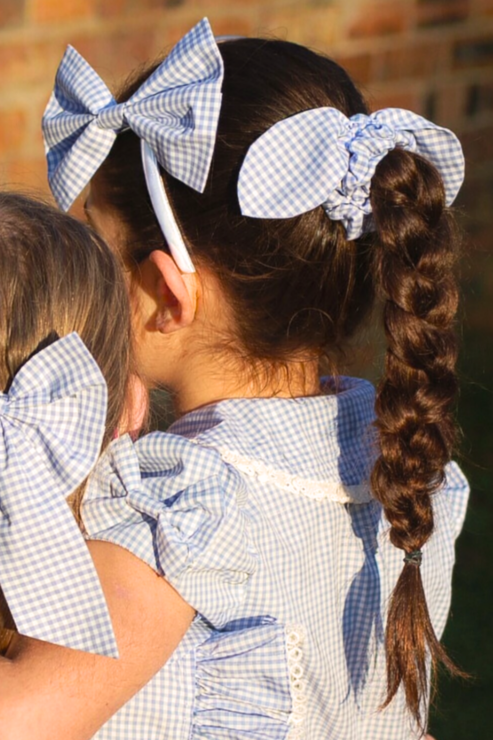Blue Gingham Scrunchie & Alice Band Set