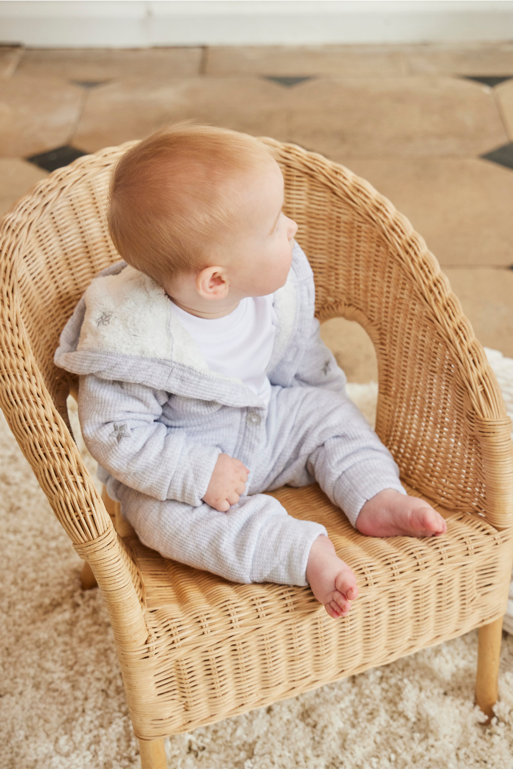 Grey Waffle Tracksuit Set with Fleece Lining