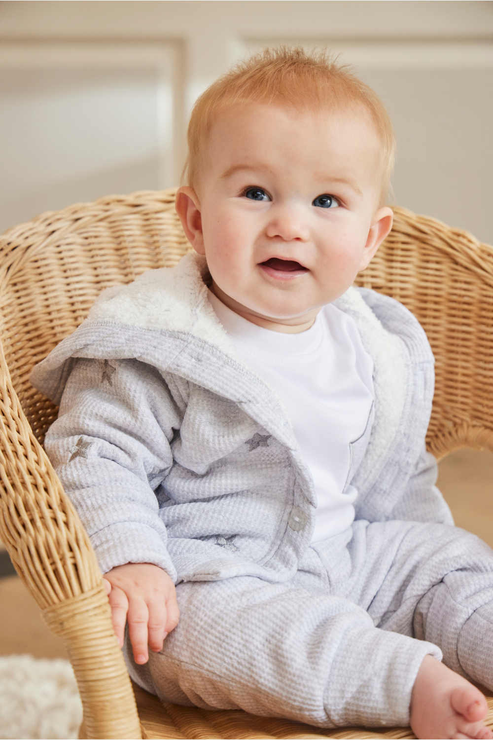 Grey Waffle Tracksuit Set with Fleece Lining