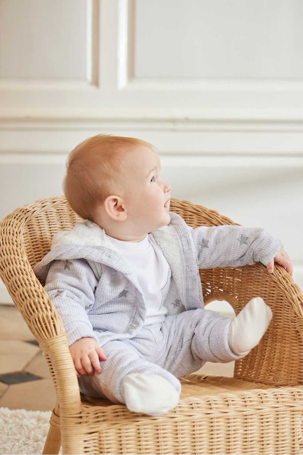 Grey Waffle Tracksuit Set with Fleece Lining