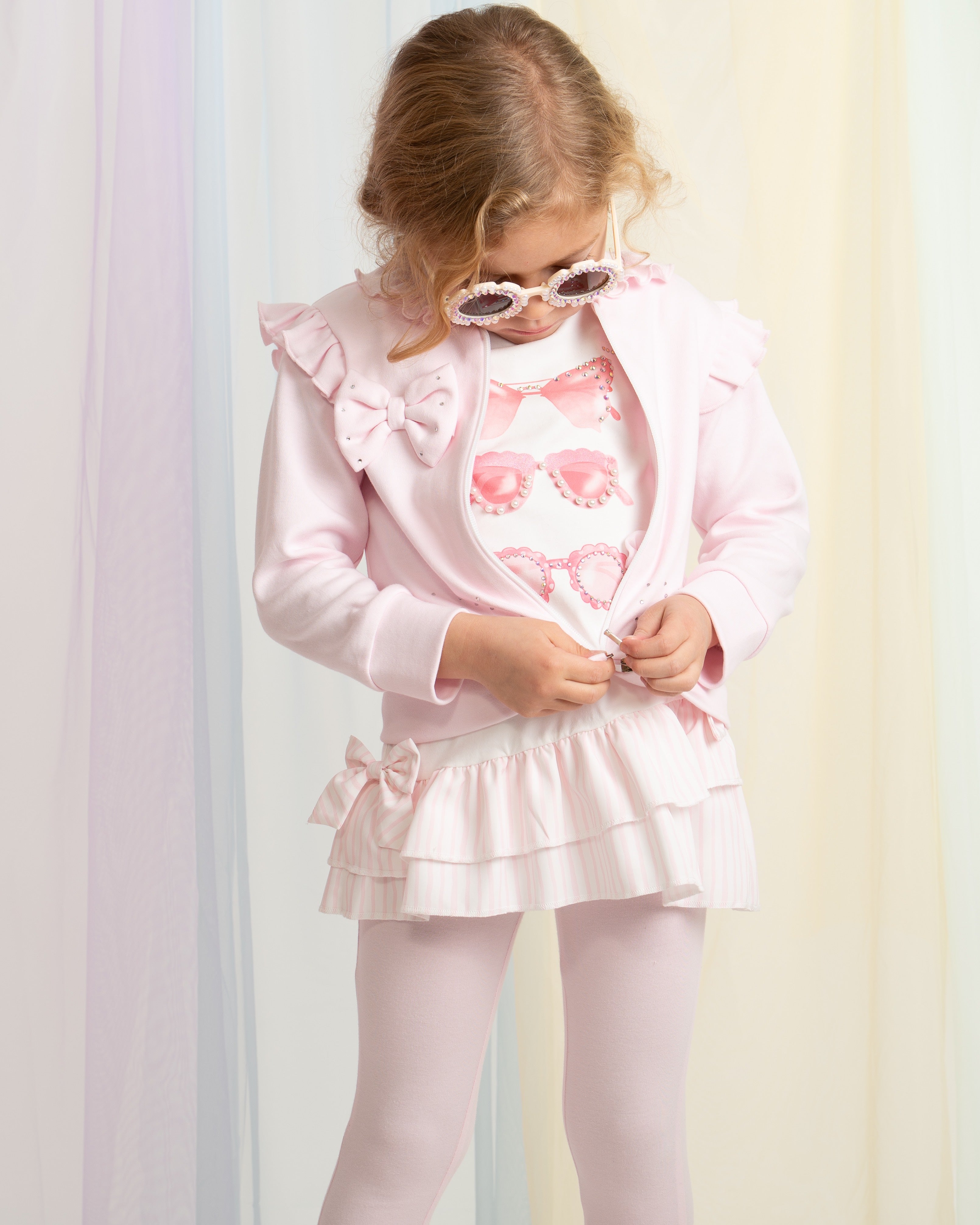 Pink Jersey Bow Cardigan