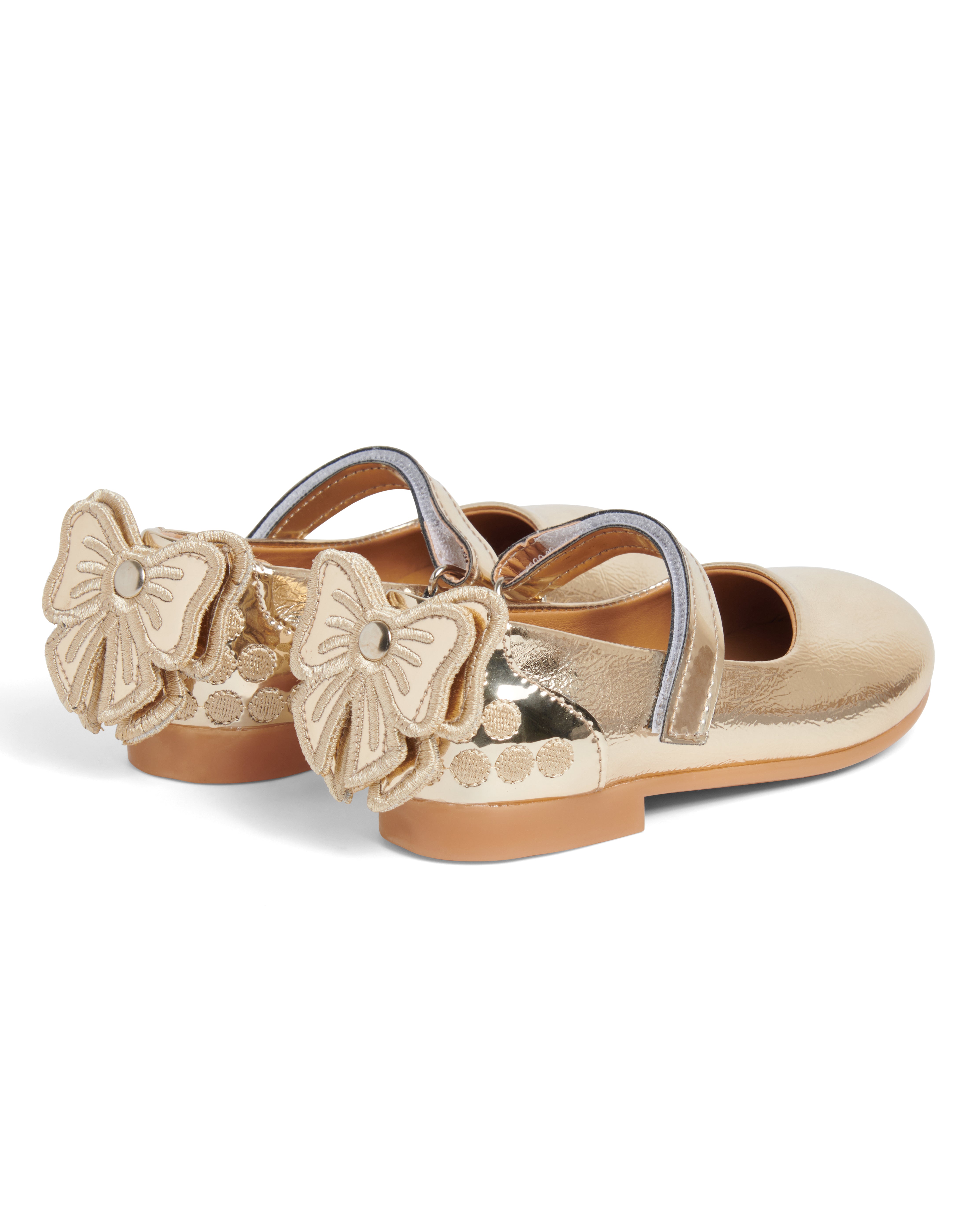 Gold Ballerina Shoe with Double Bow