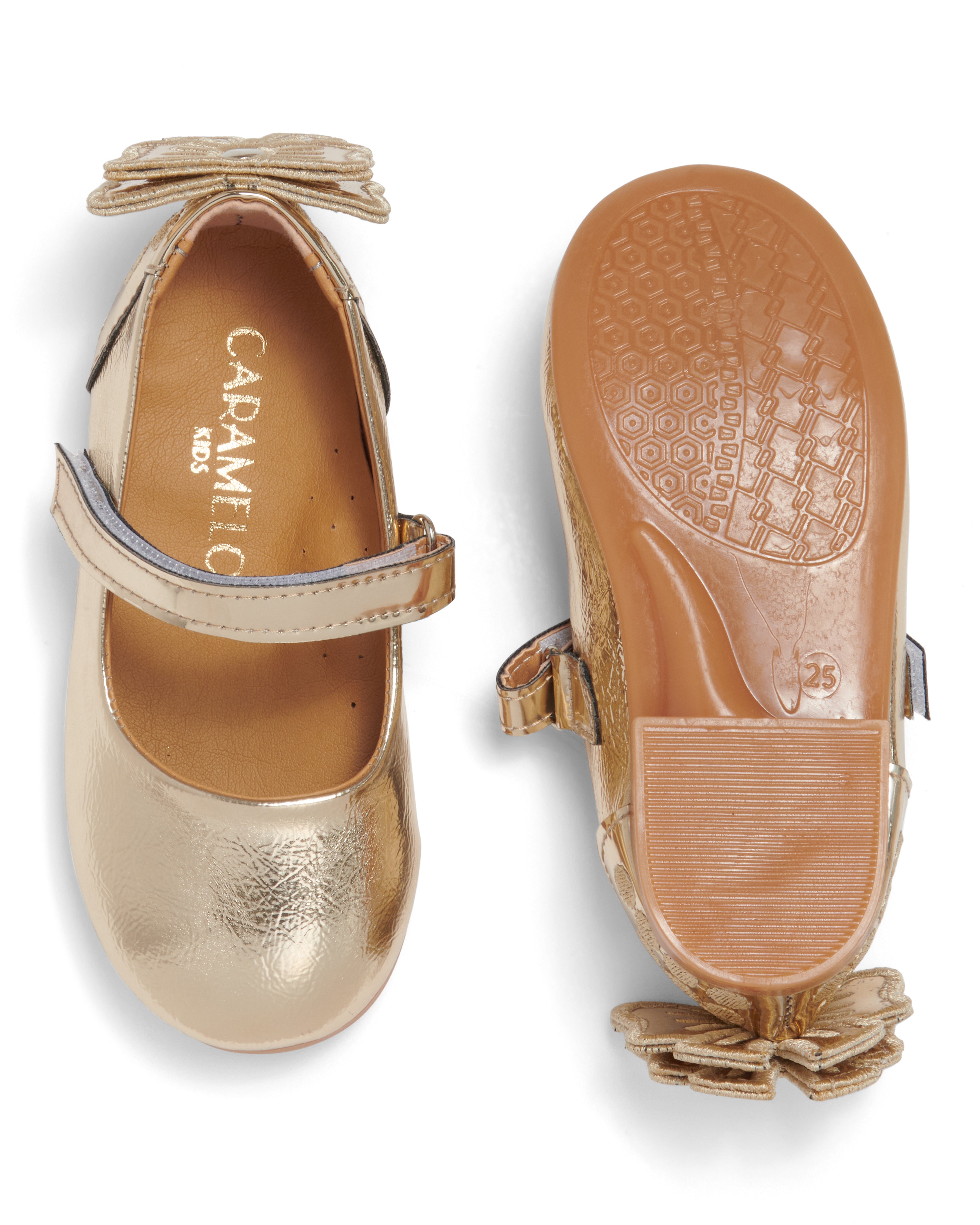 Gold Ballerina Shoe with Double Bow