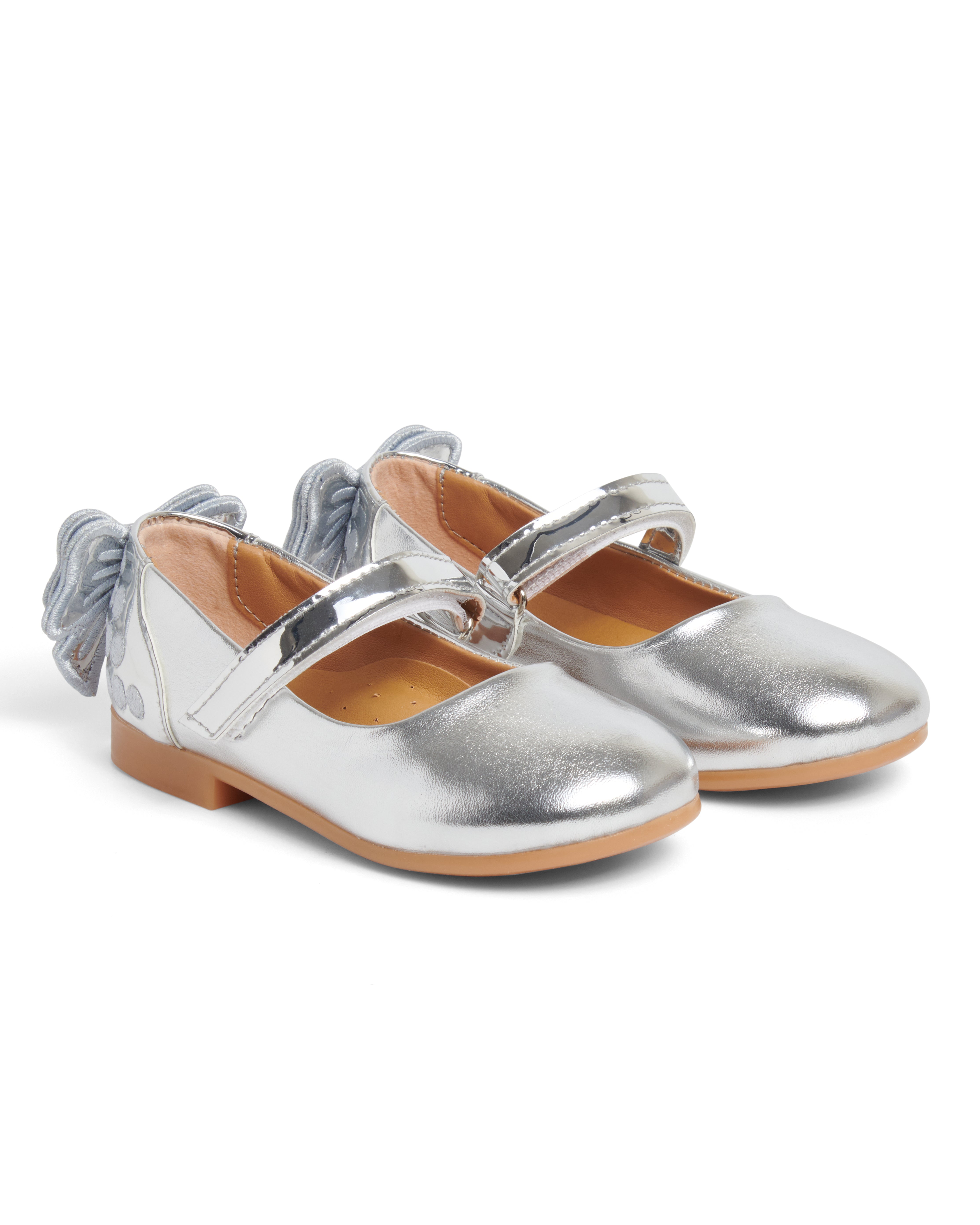 Silver Ballerina Shoe with Double Bow
