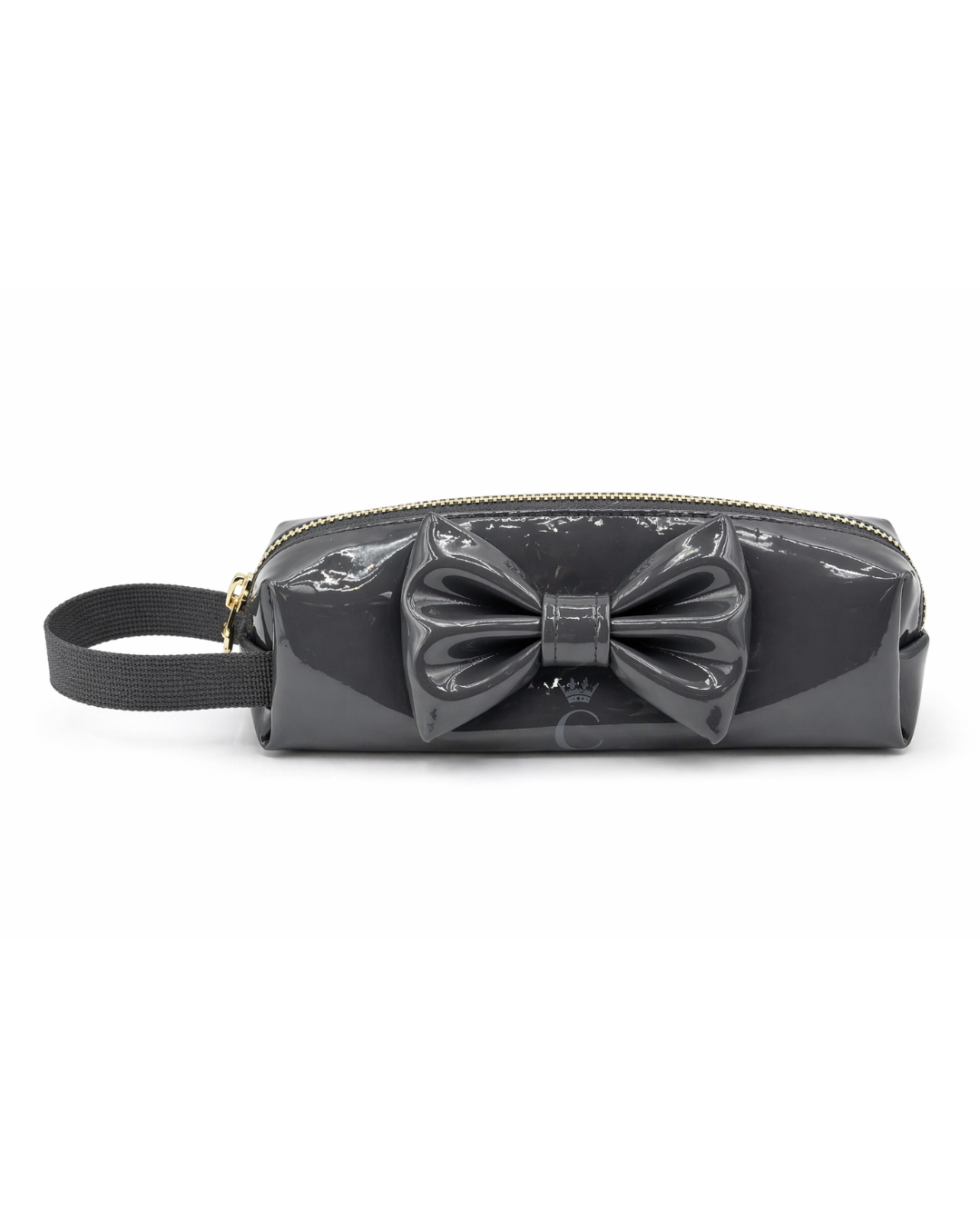 Grey Patent Bow Pencil Case