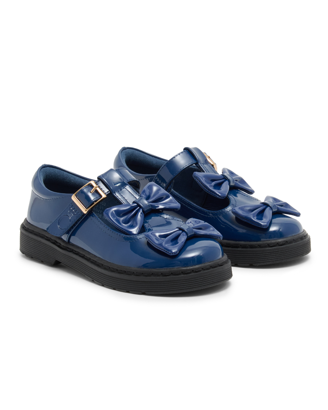 Blue Patent Double Bow School Shoes