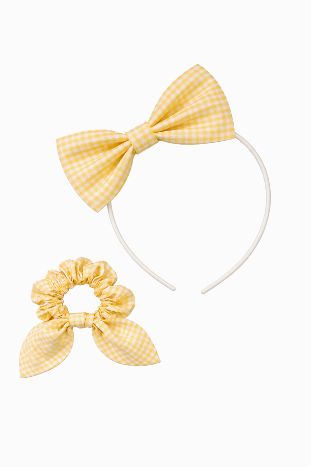 Yellow Gingham Scrunchie & Alice Band Set