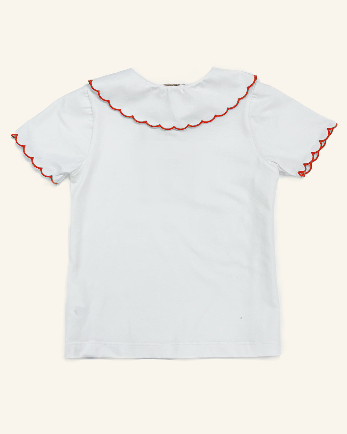 White Jersey School T-Shirt with Red Trim