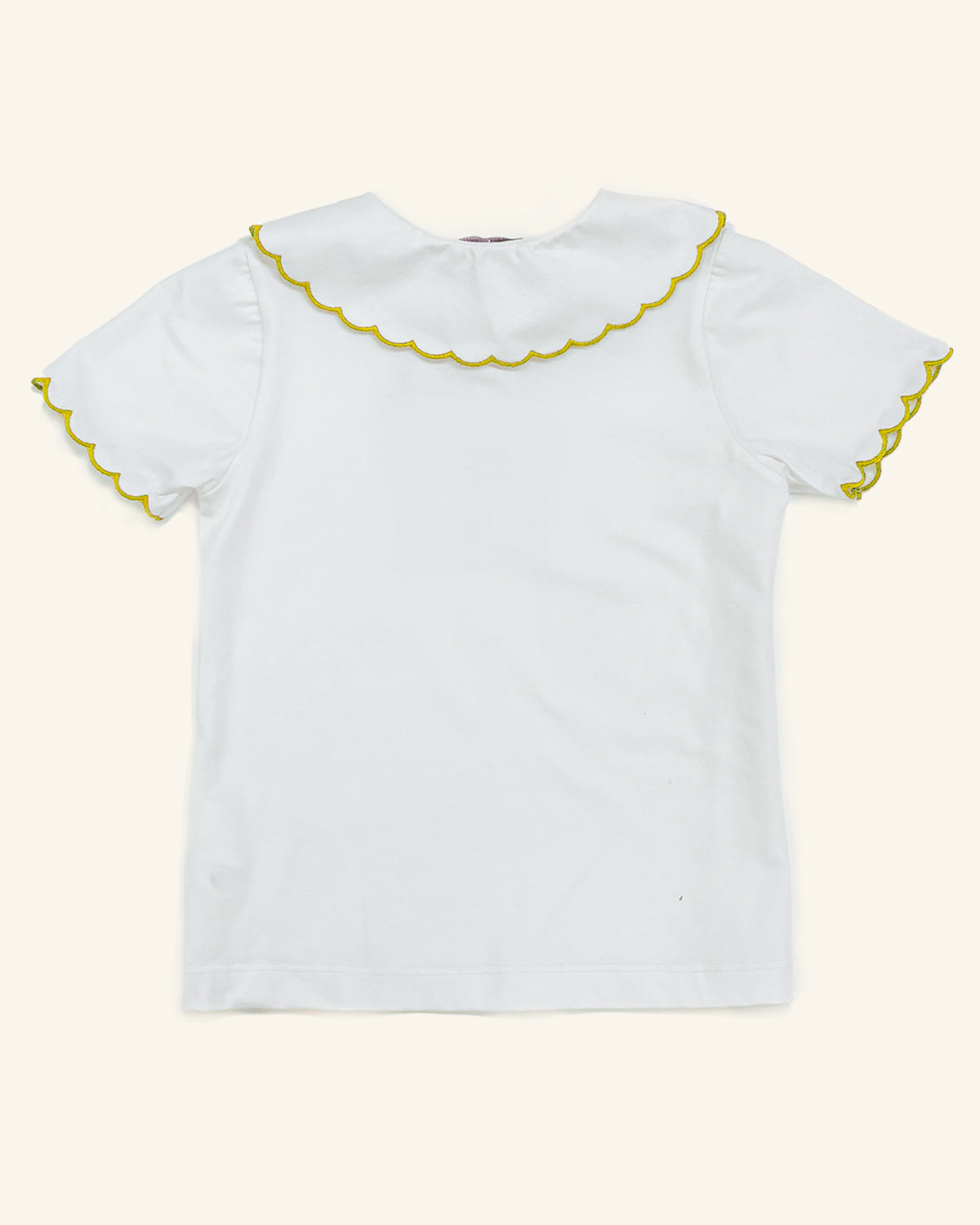 White Jersey School T-Shirt with Yellow Trim