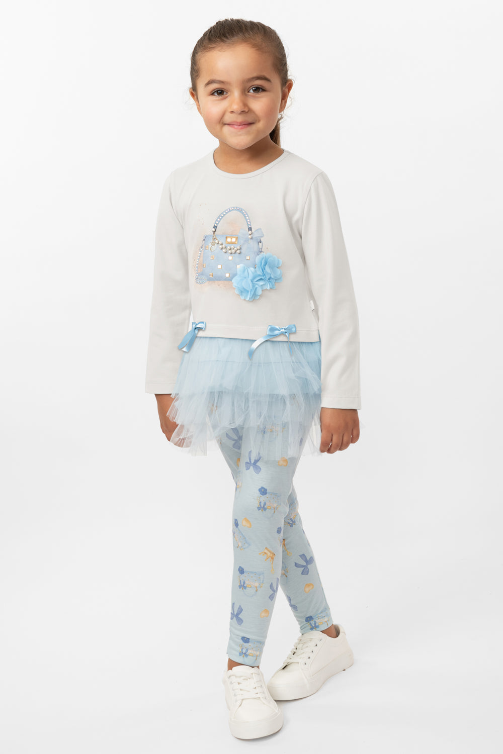 Sky Blue Ruffled Tulle Leggings Set (12 months-3 years)