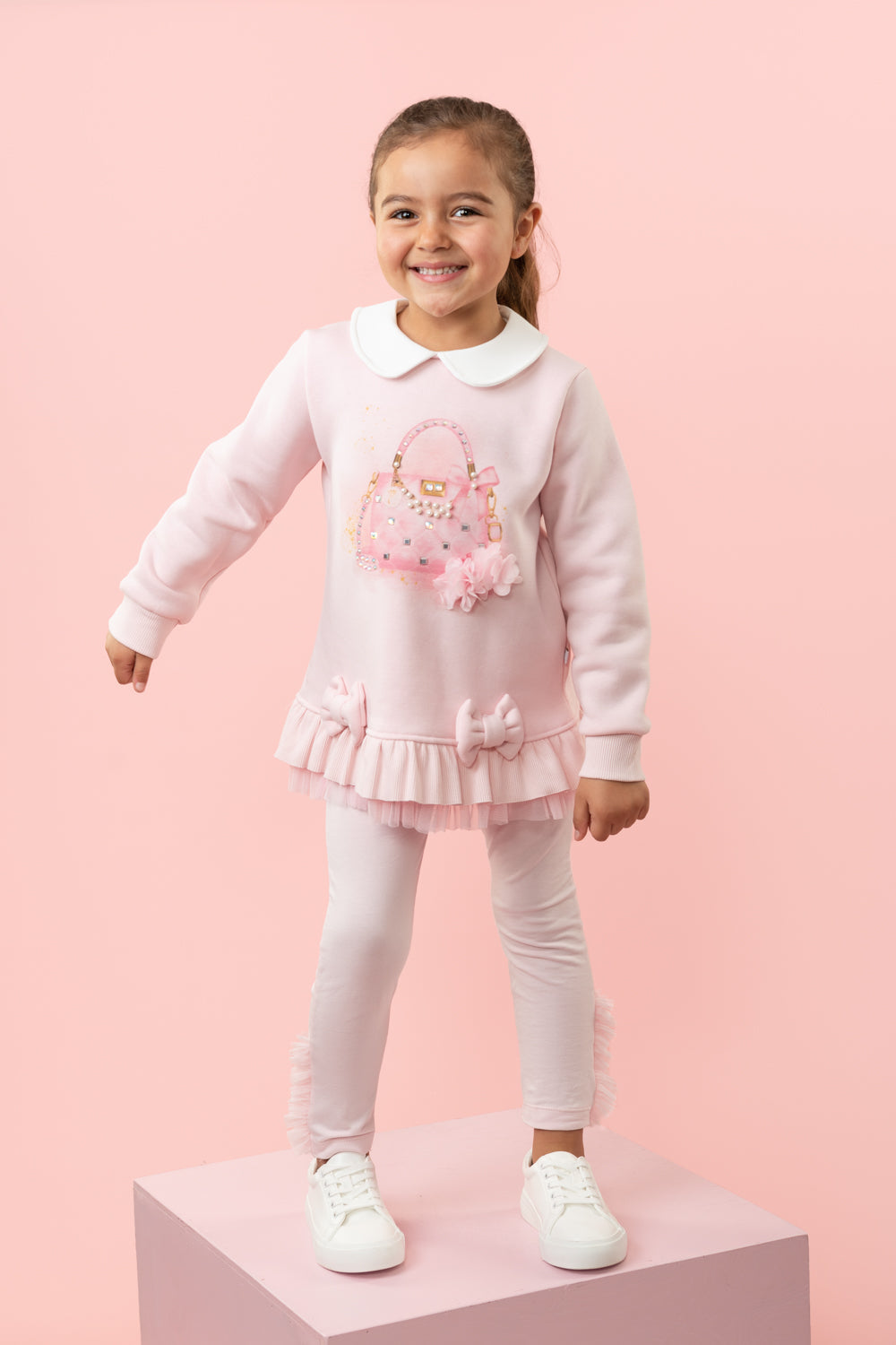 Pink Peter Pan Collar Heavy Weight Leggings Set (4-8 years)