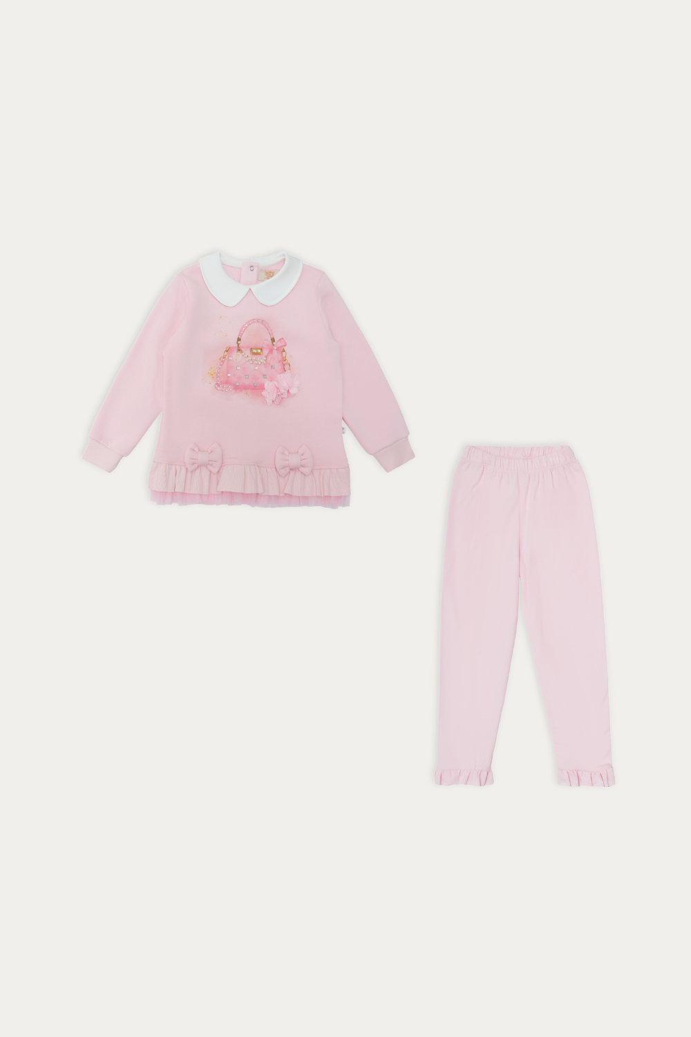 Pink Peter Pan Collar Heavy Weight Leggings Set (4-8 years)