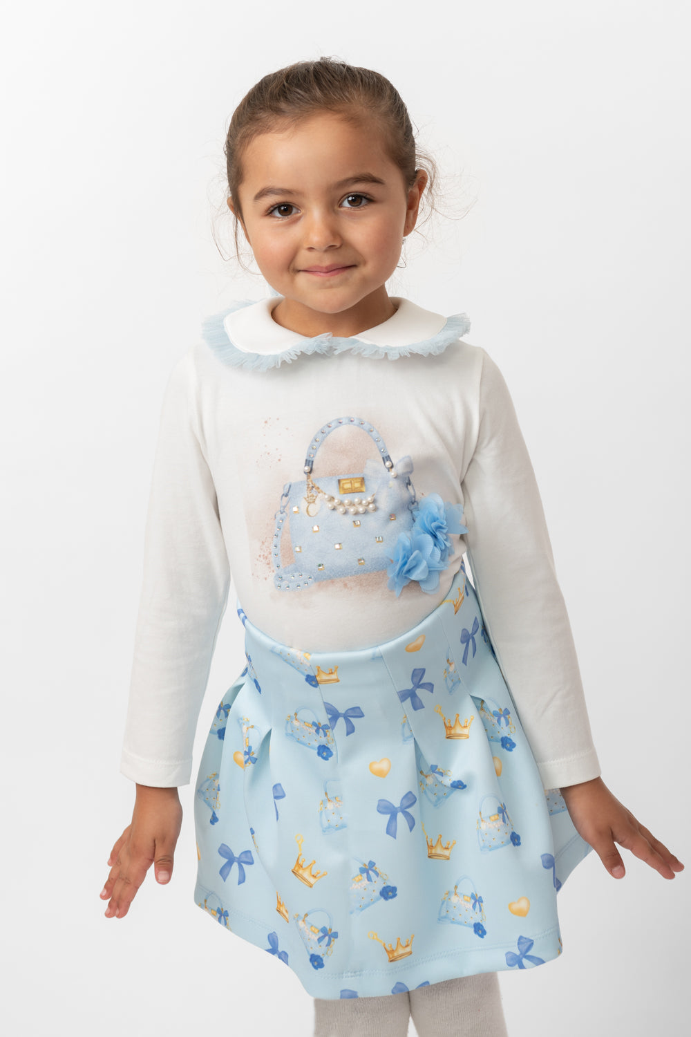 Sky Blue Peter Pan Collar Skirt Set (5-9 years)