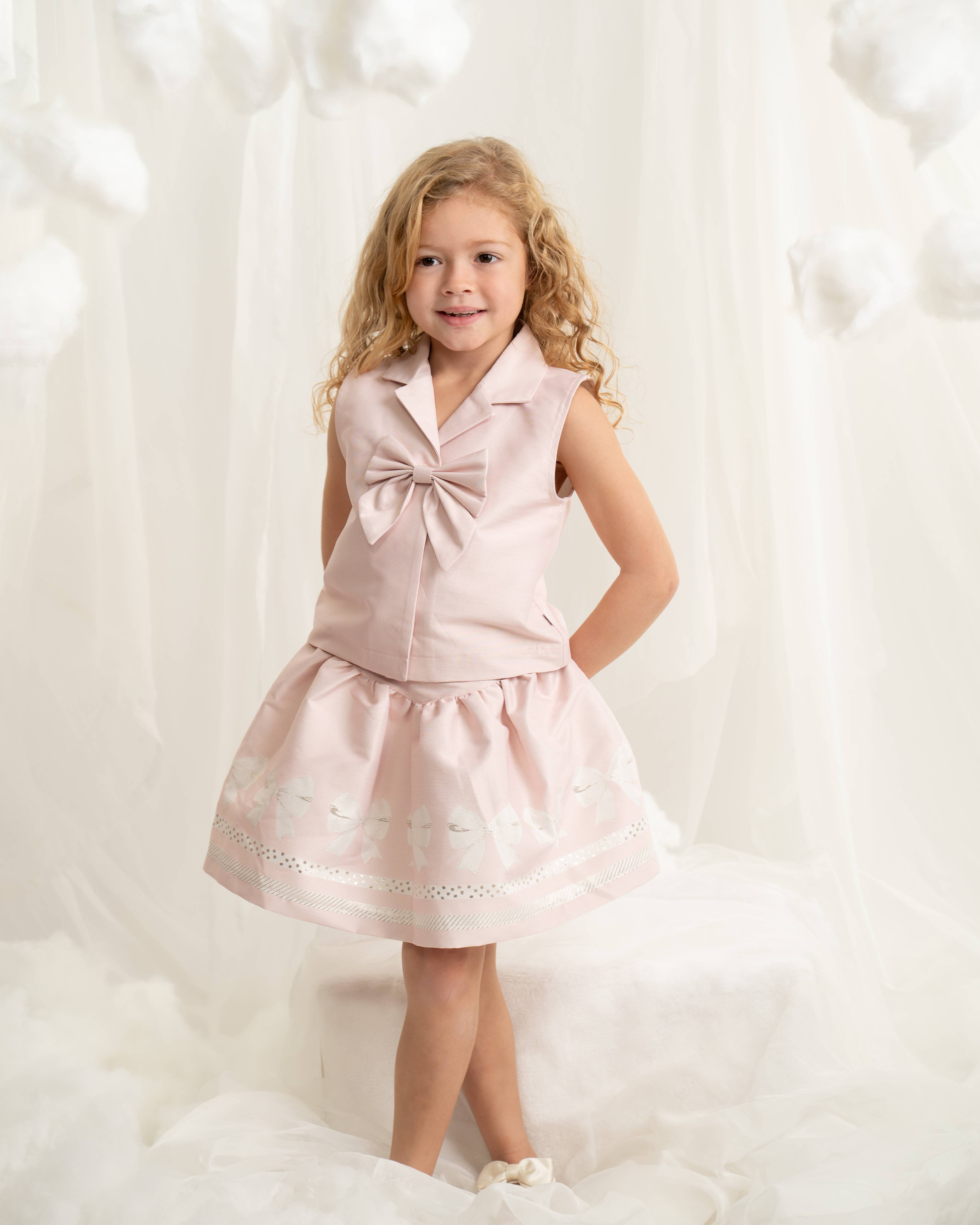 Pink Bow Top and Skirt Set