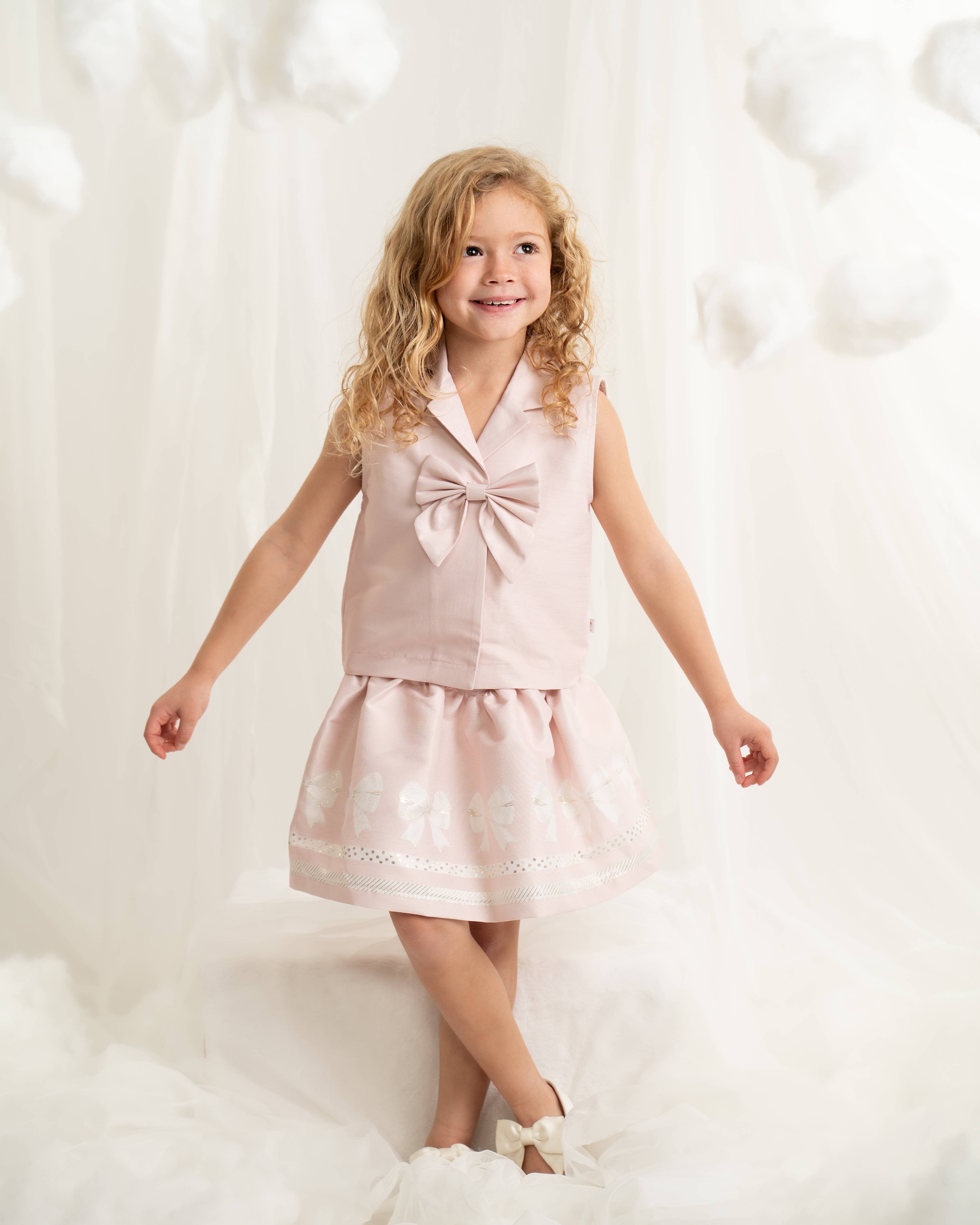 Pink Bow Top and Skirt Set