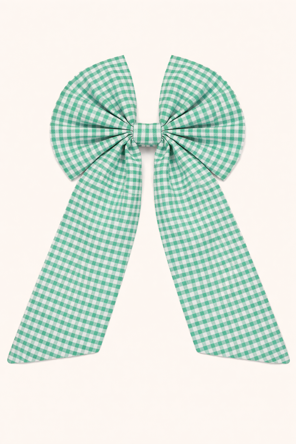 Green Gingham Bow Hair Clip