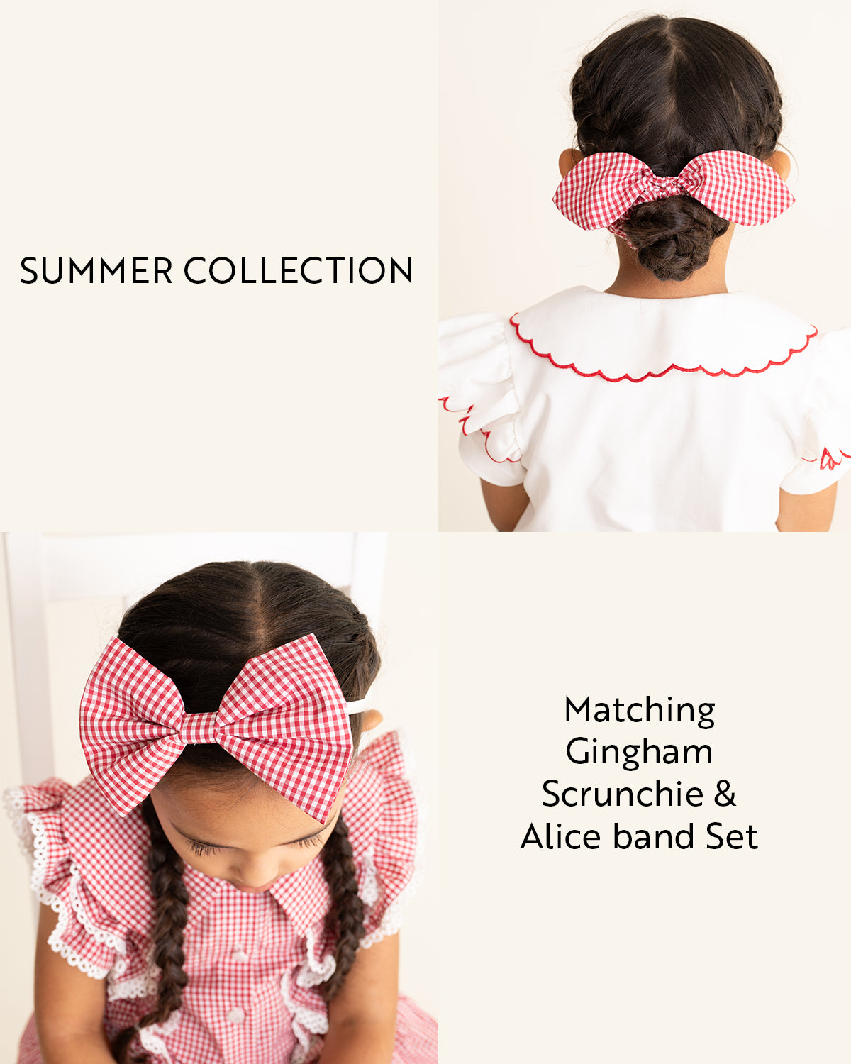 Red Gingham Scrunchie & Alice Band Set