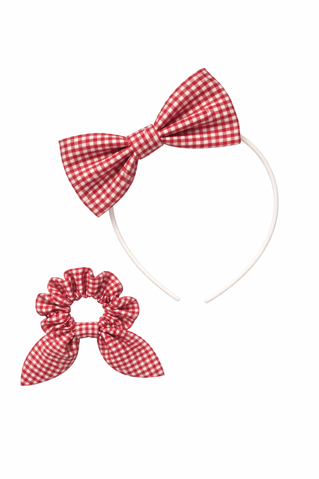 Red Gingham Scrunchie & Alice Band Set