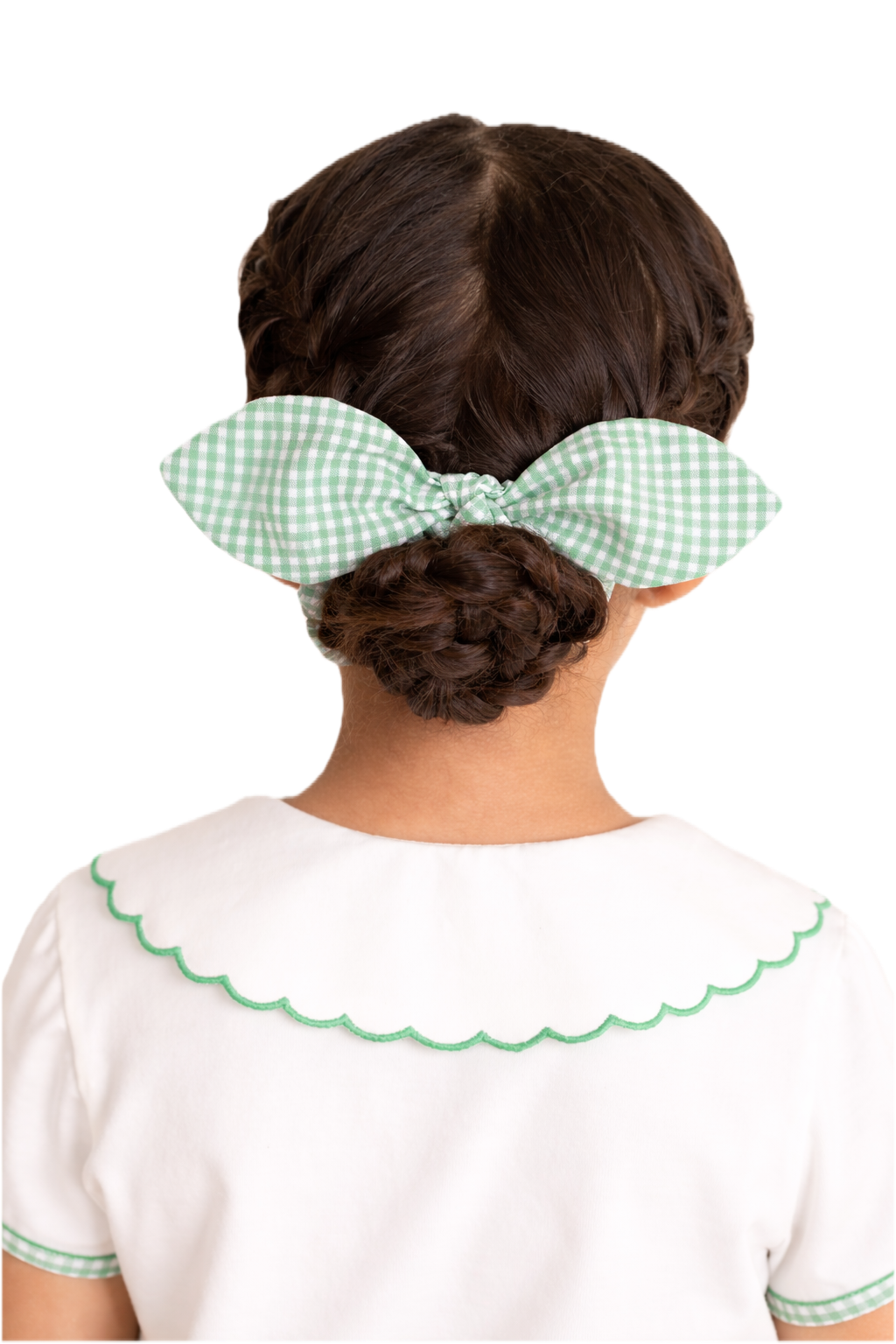 White Jersey School T-Shirt with Green Trim
