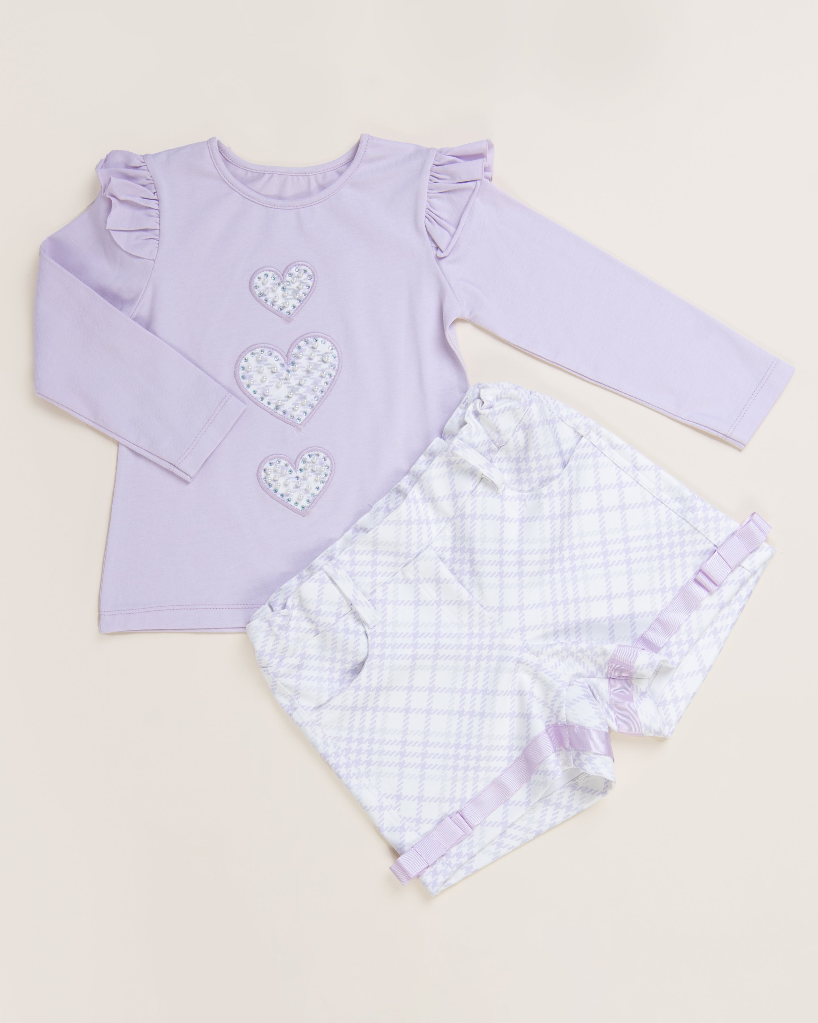 Lilac Trio Pearl Heart Short Set - B