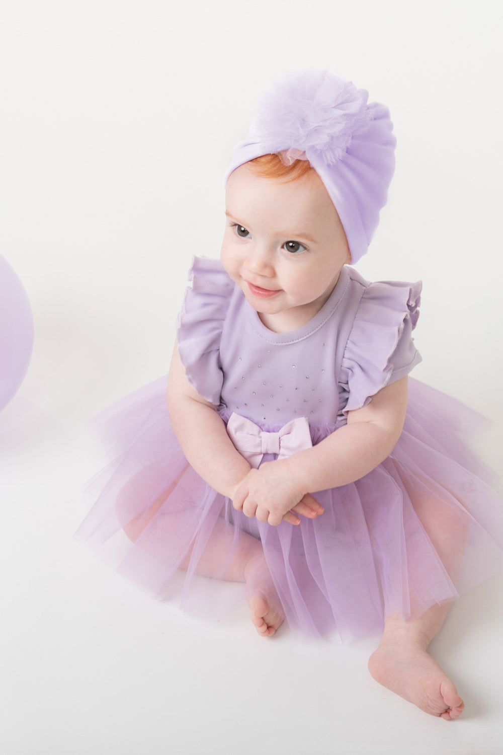 Lilac Tulle Baby Dress with Matching Turban