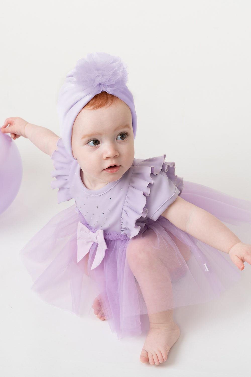 Lilac Tulle Baby Dress with Matching Turban