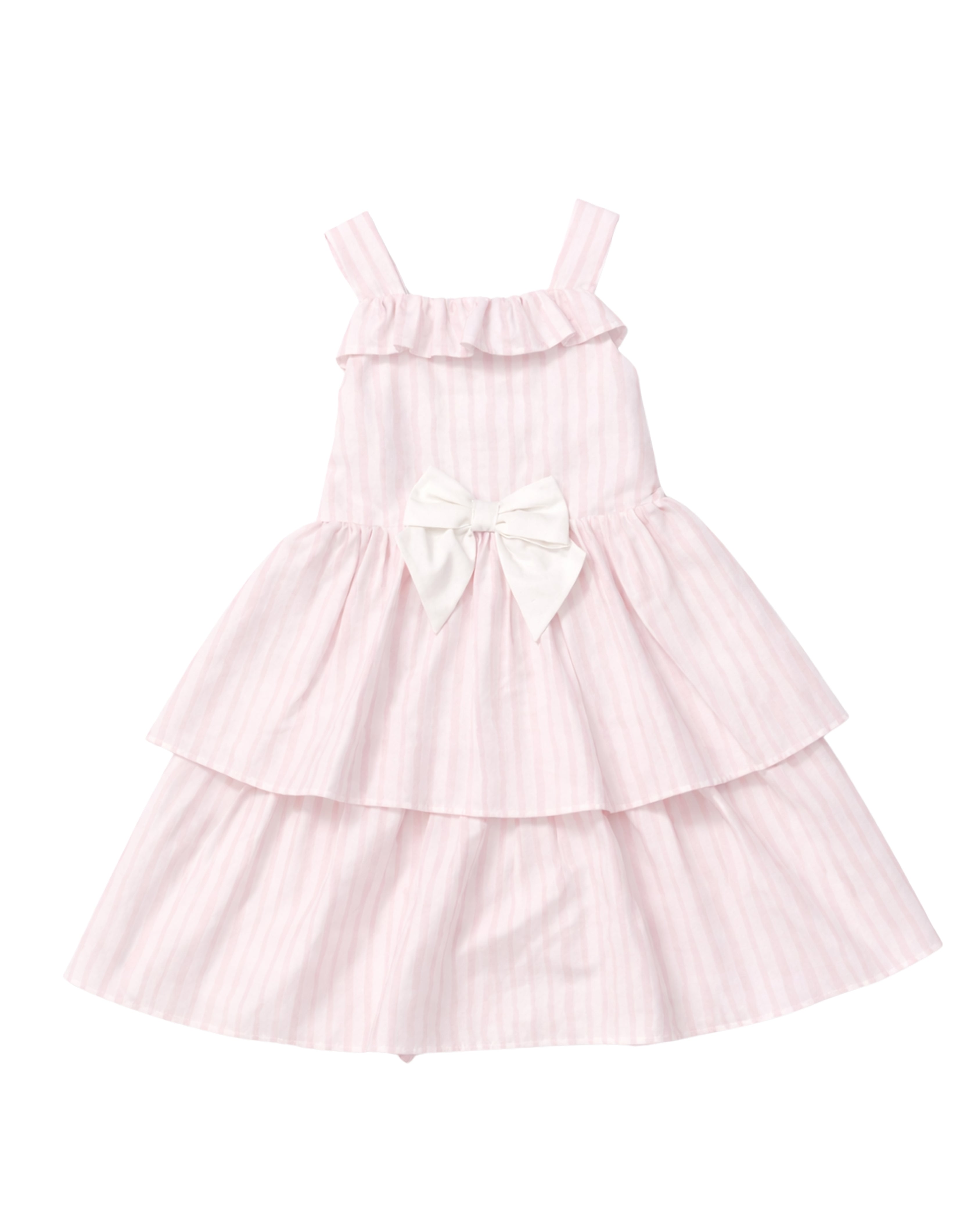Pink Stripe Layered Ruffle Dress & Jam Pant Set