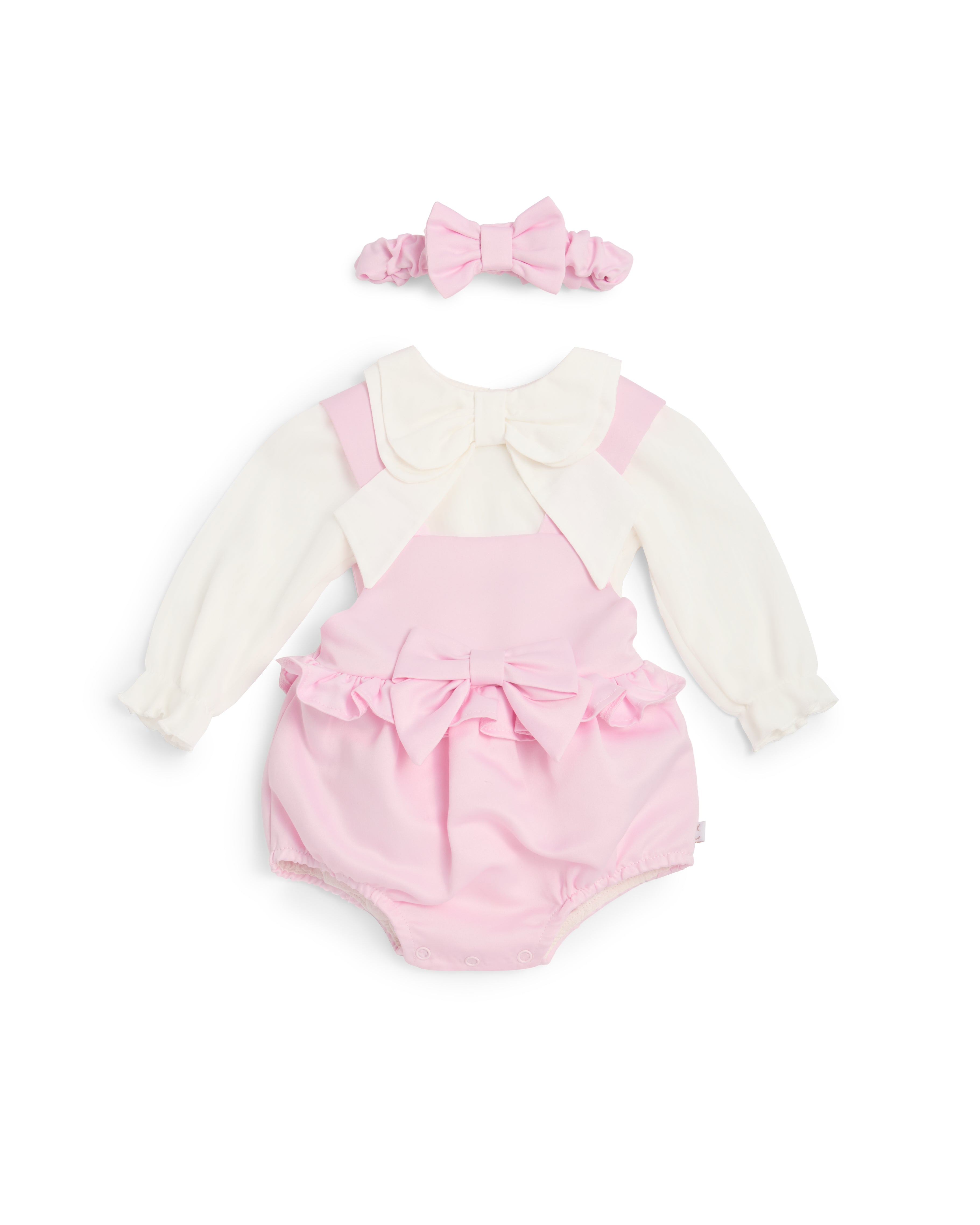 Pink Bib Short Baby Set with Frill & Bow