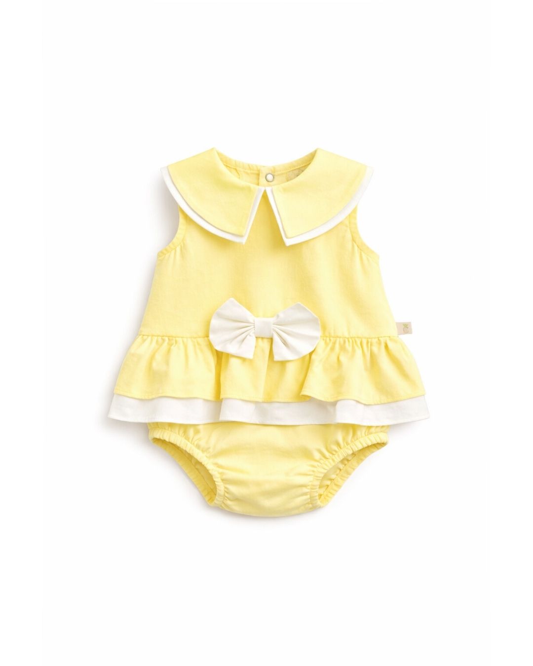 Lemon Bow Collar Baby Romper