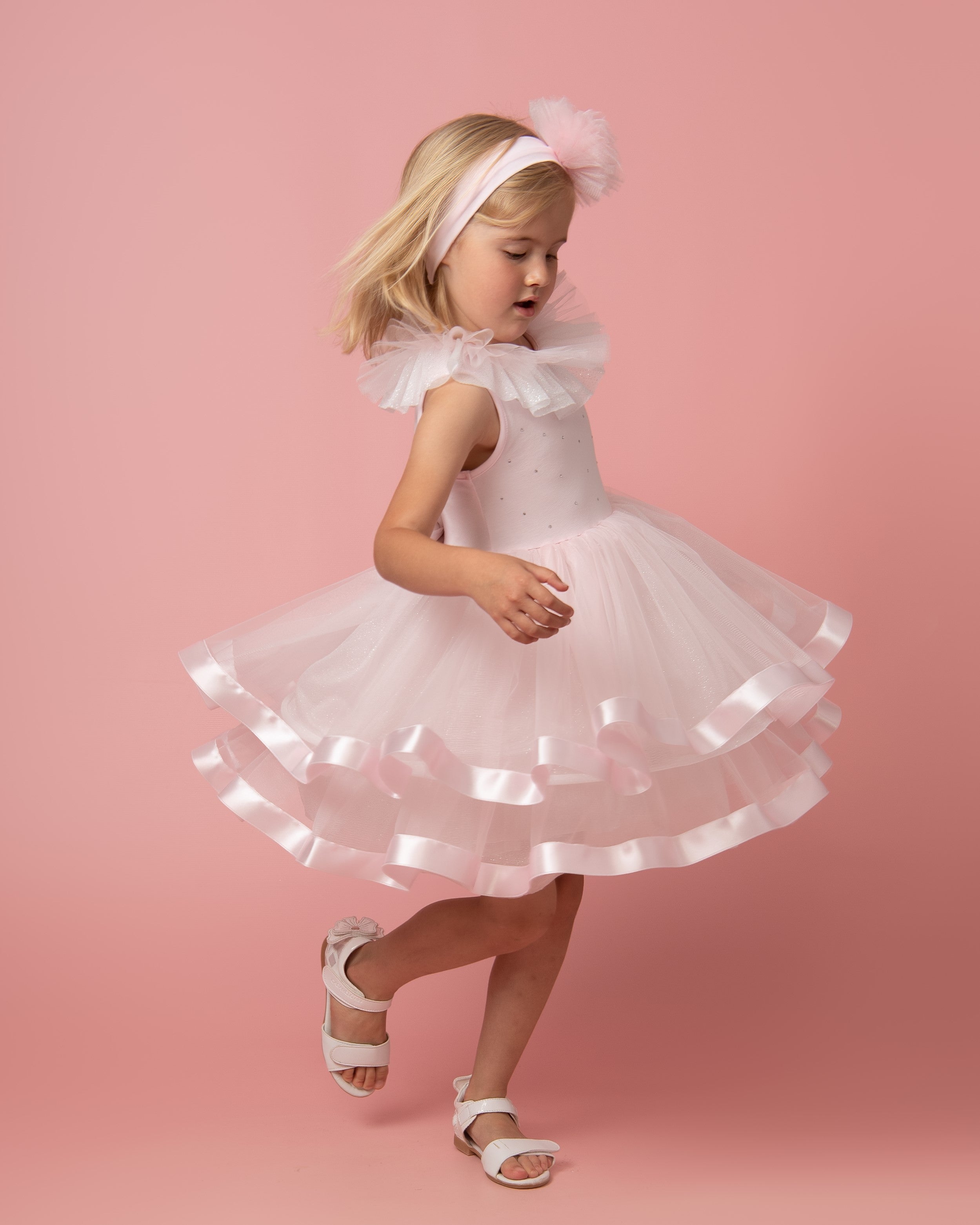 Pink Tulle Diamanté Party Dress