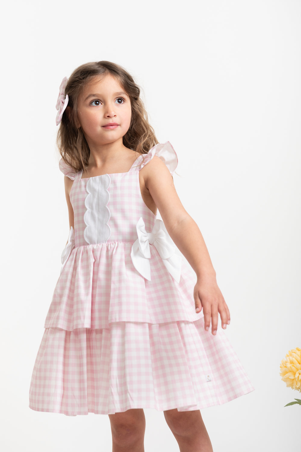 Country Kitchen Pink Gingham Bow Dress