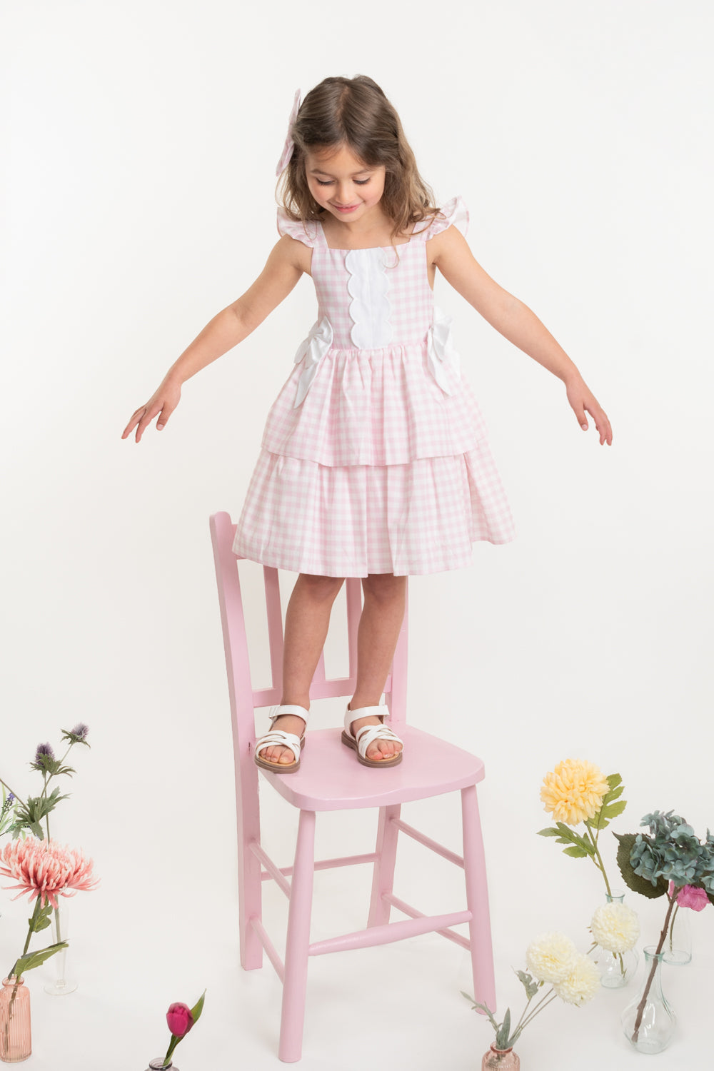 Country Kitchen Pink Gingham Bow Dress