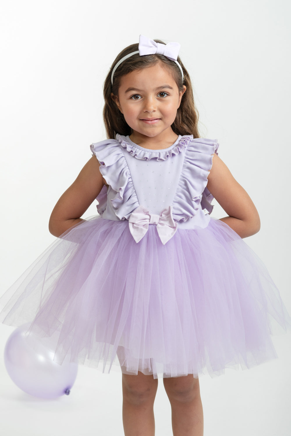 Lilac Tulle Party Dress with Headband