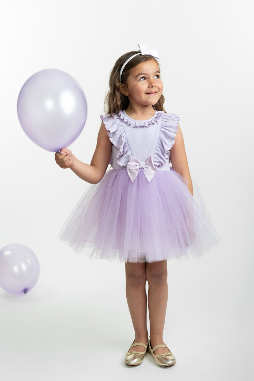 Lilac Tulle Party Dress with Headband