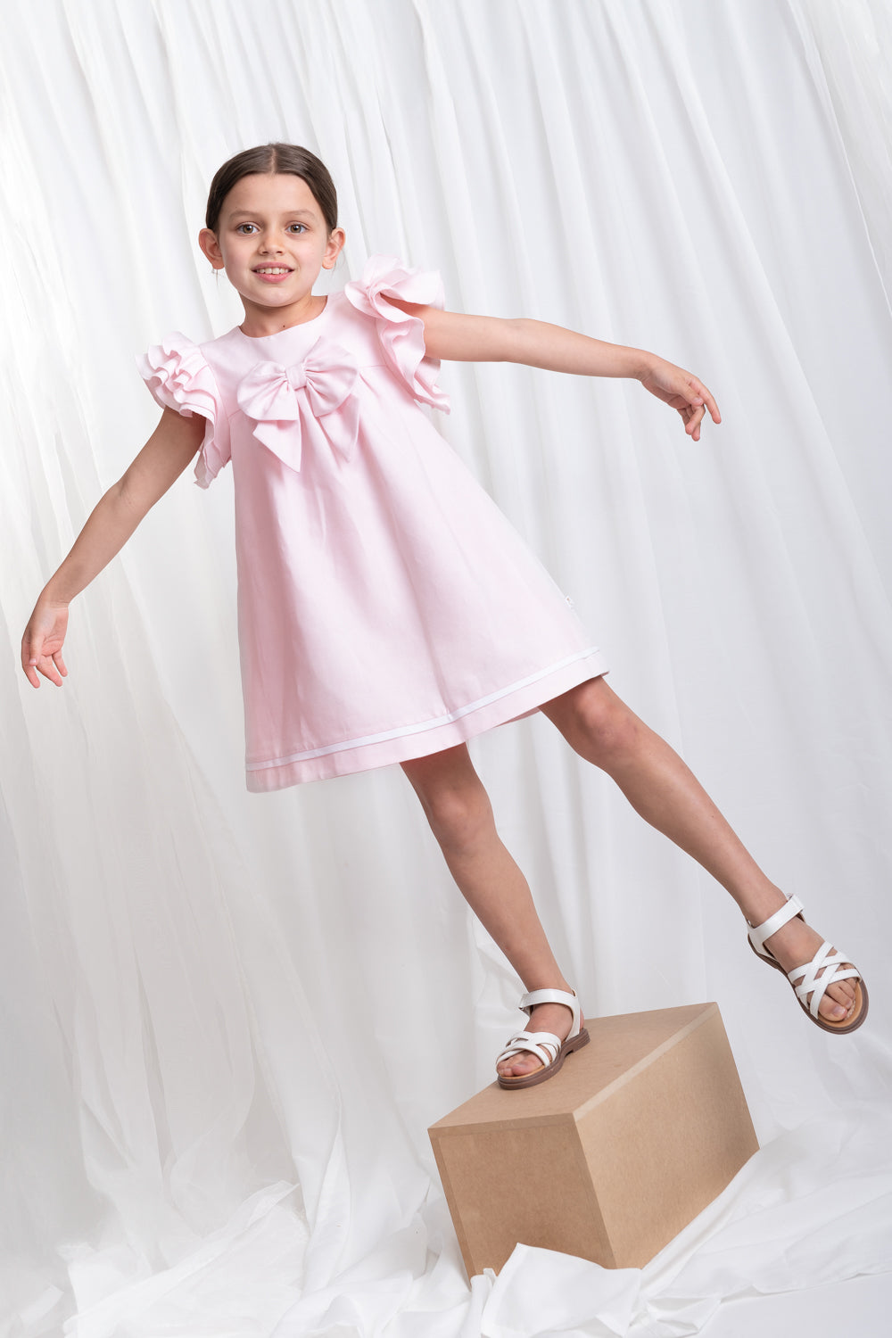 Summer Fete Pink Frill Sleeve Dress