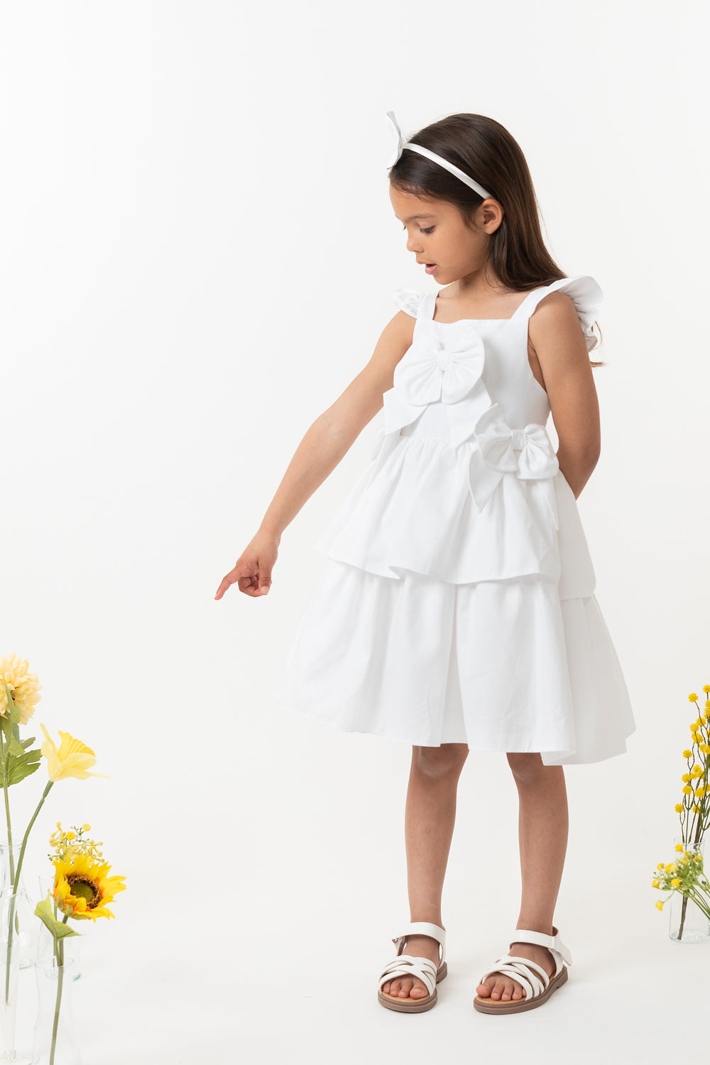 White Cotton Tiered Dress