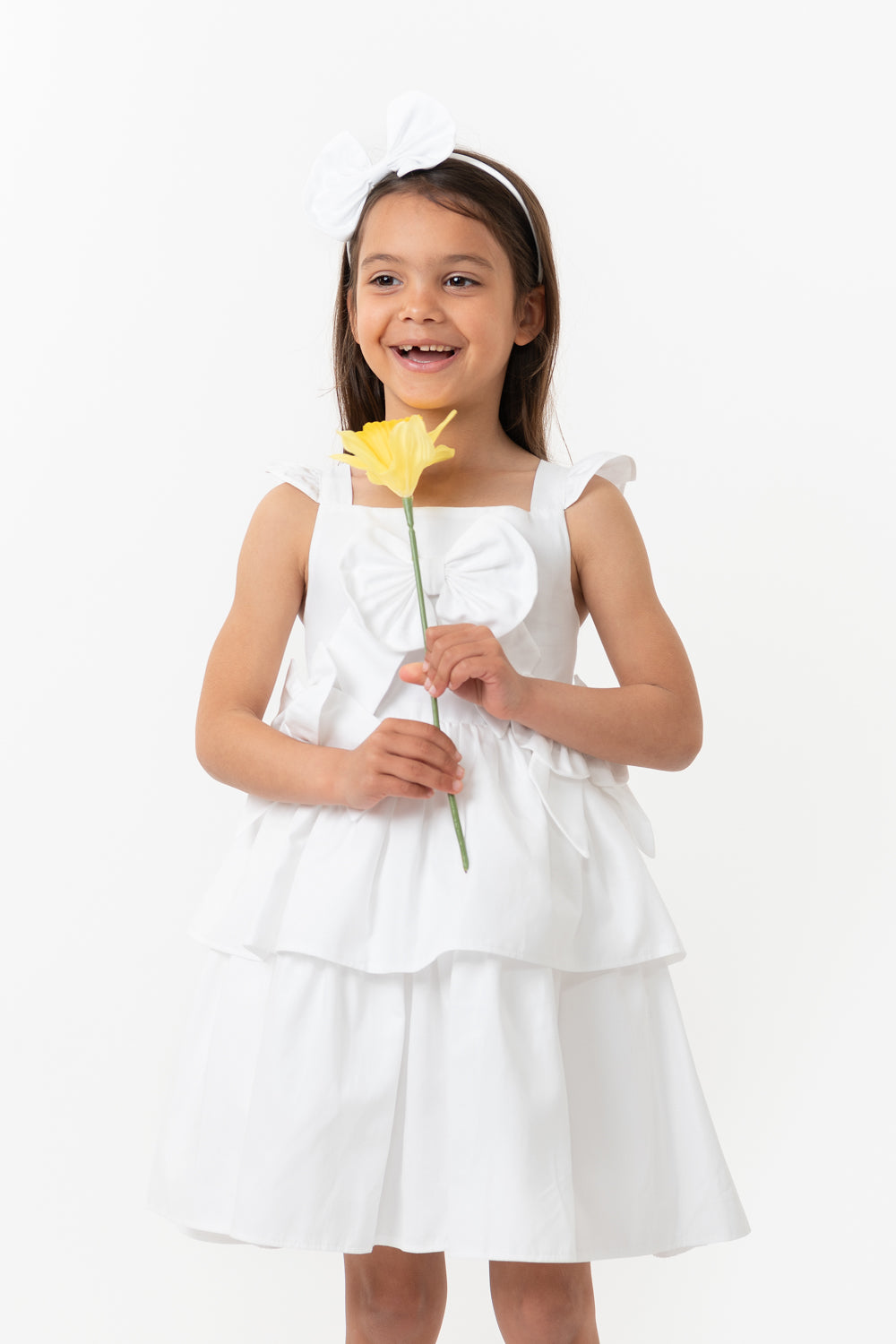 White Cotton Tiered Dress