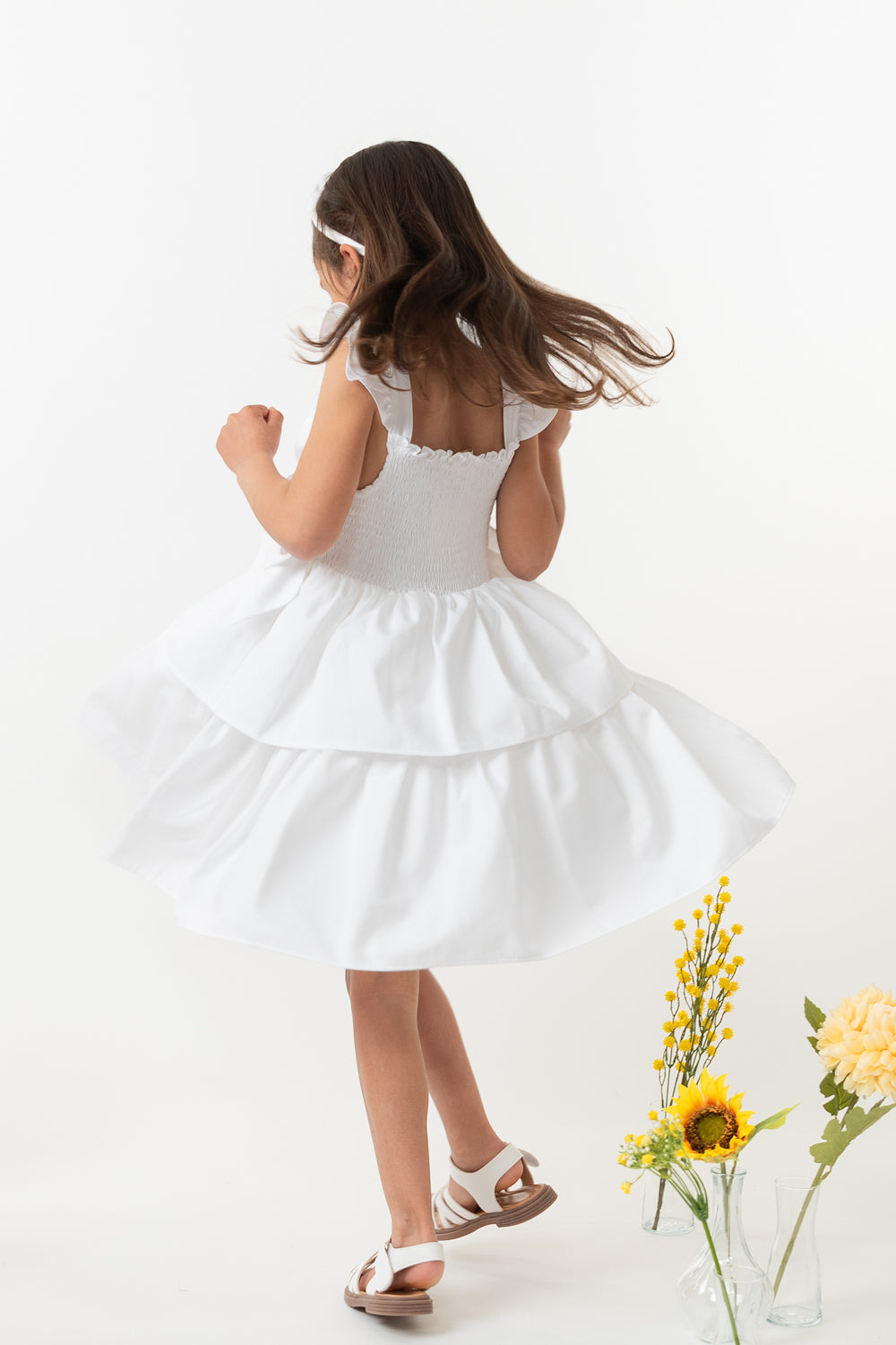 White Cotton Tiered Dress