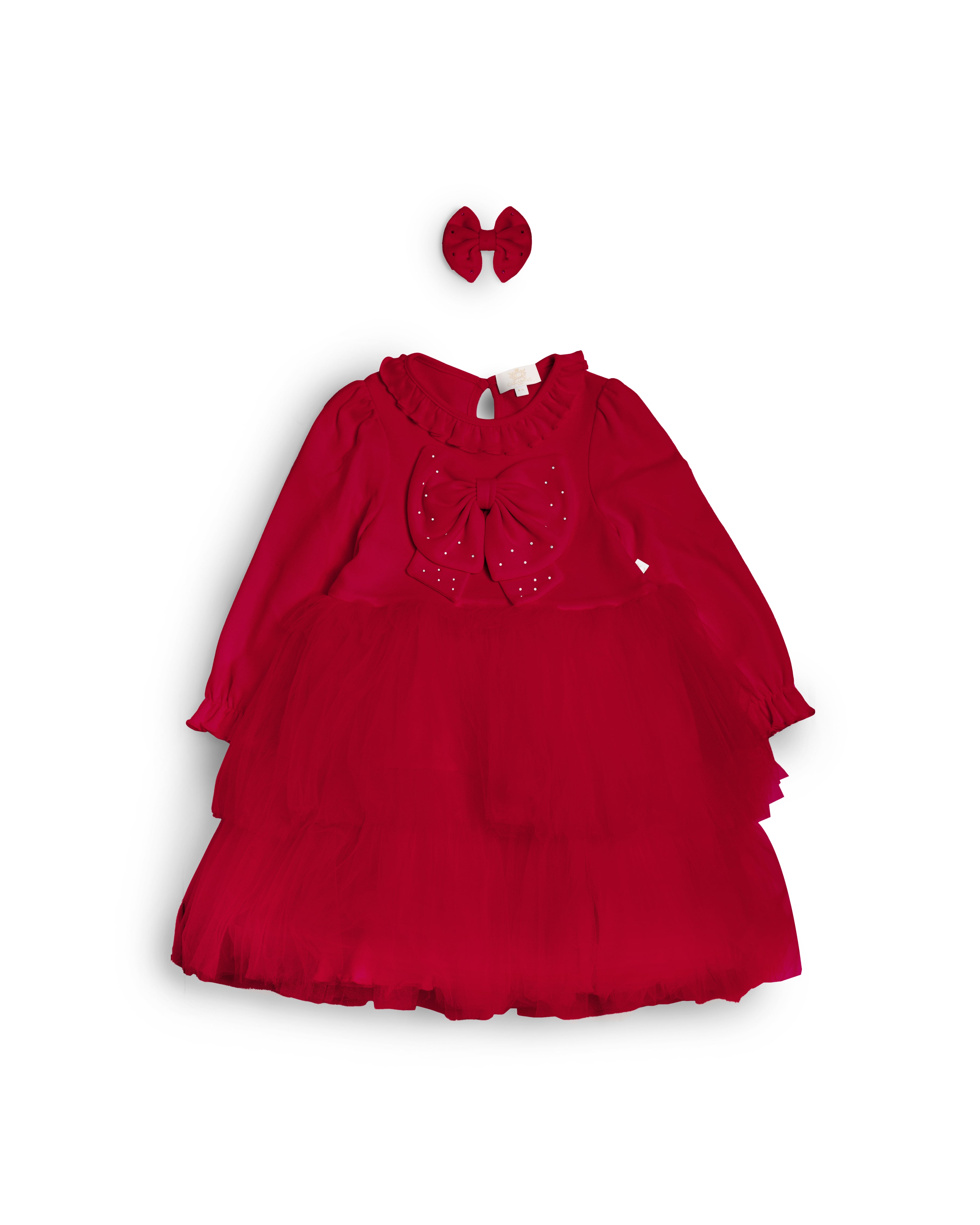 Red Tulle Dress with Sparkle Bow