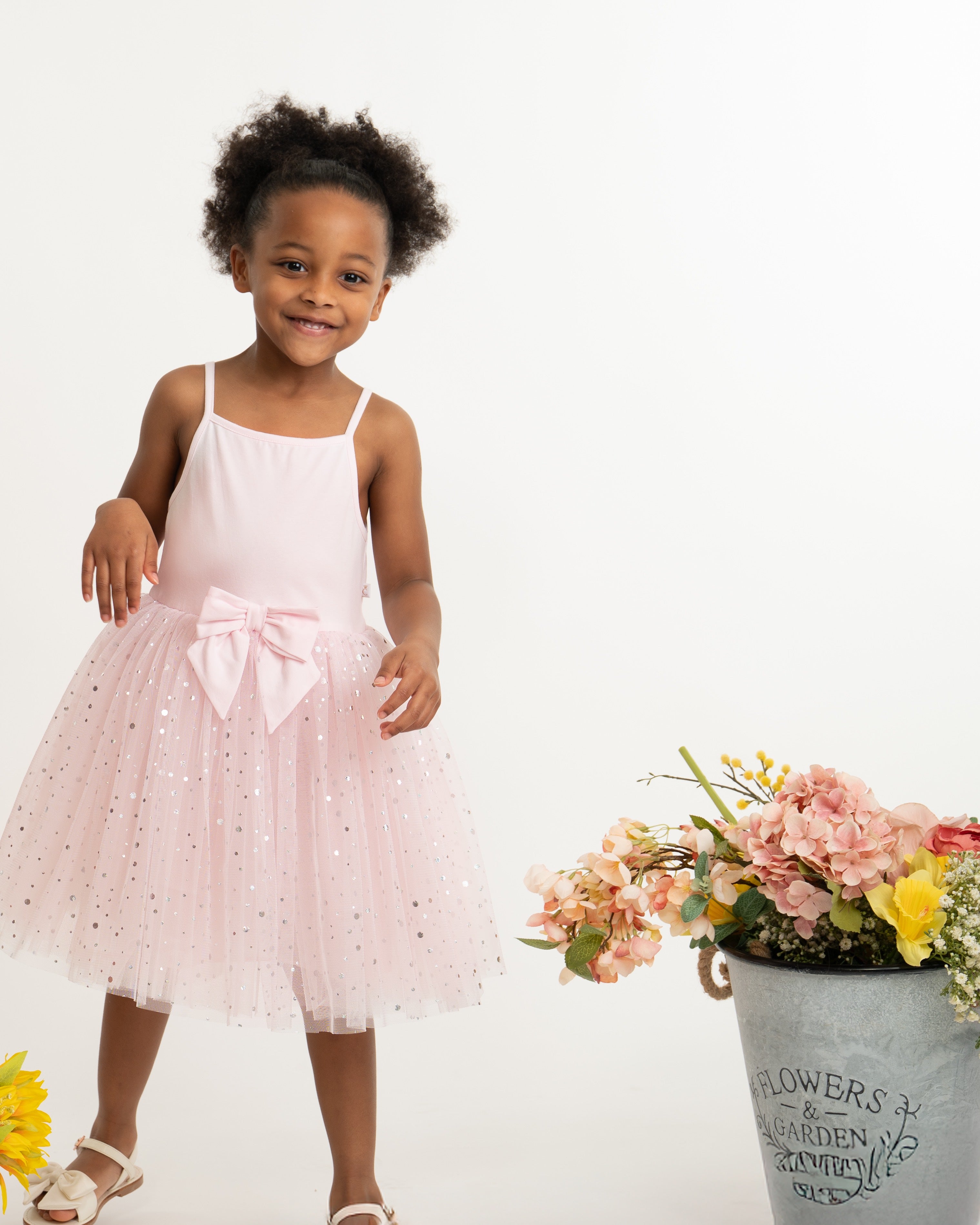 Pink Sparkle Tulle Bow Party Dress