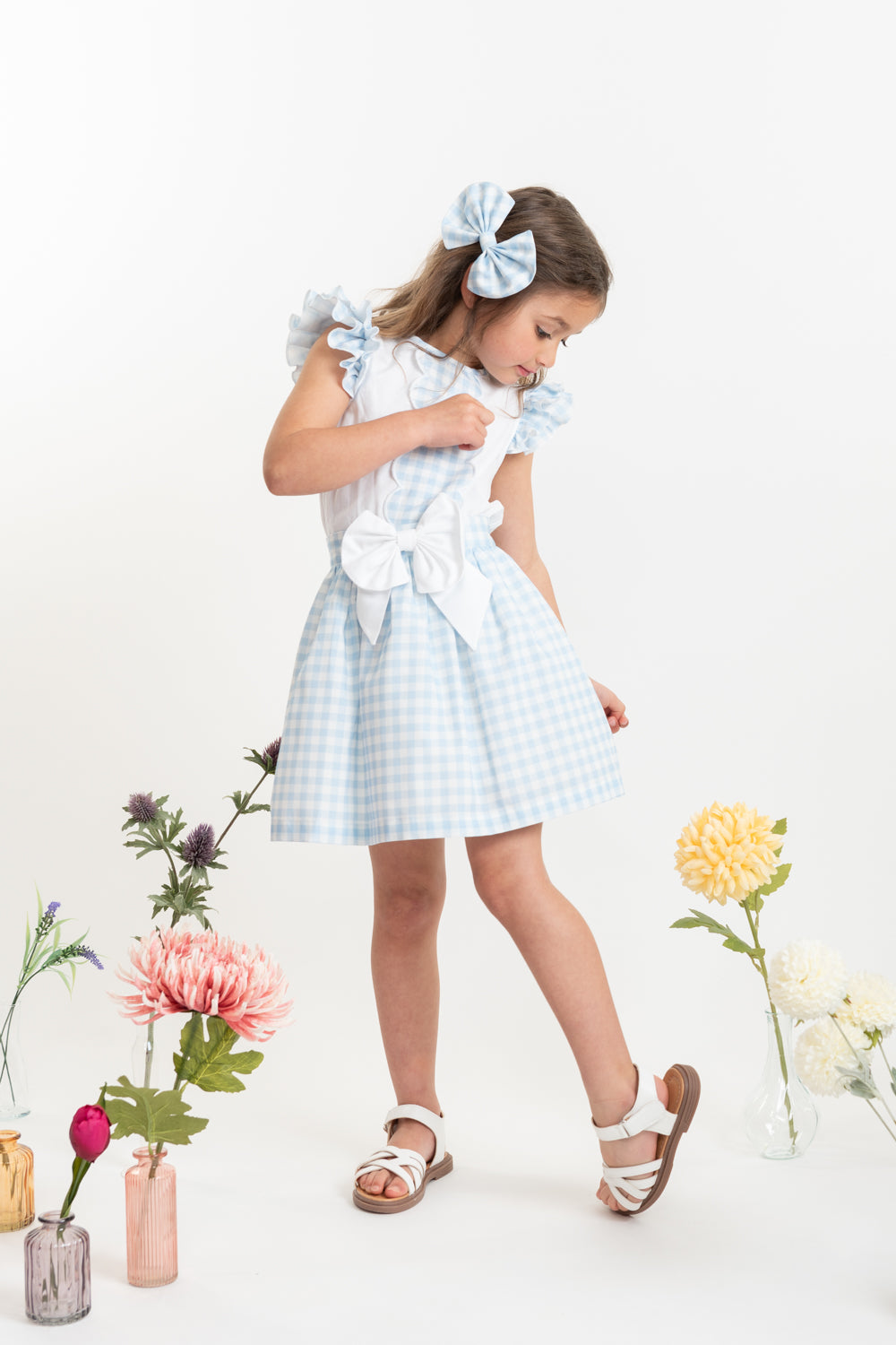 Country Kitchen Sky Blue Gingham Skirt Set