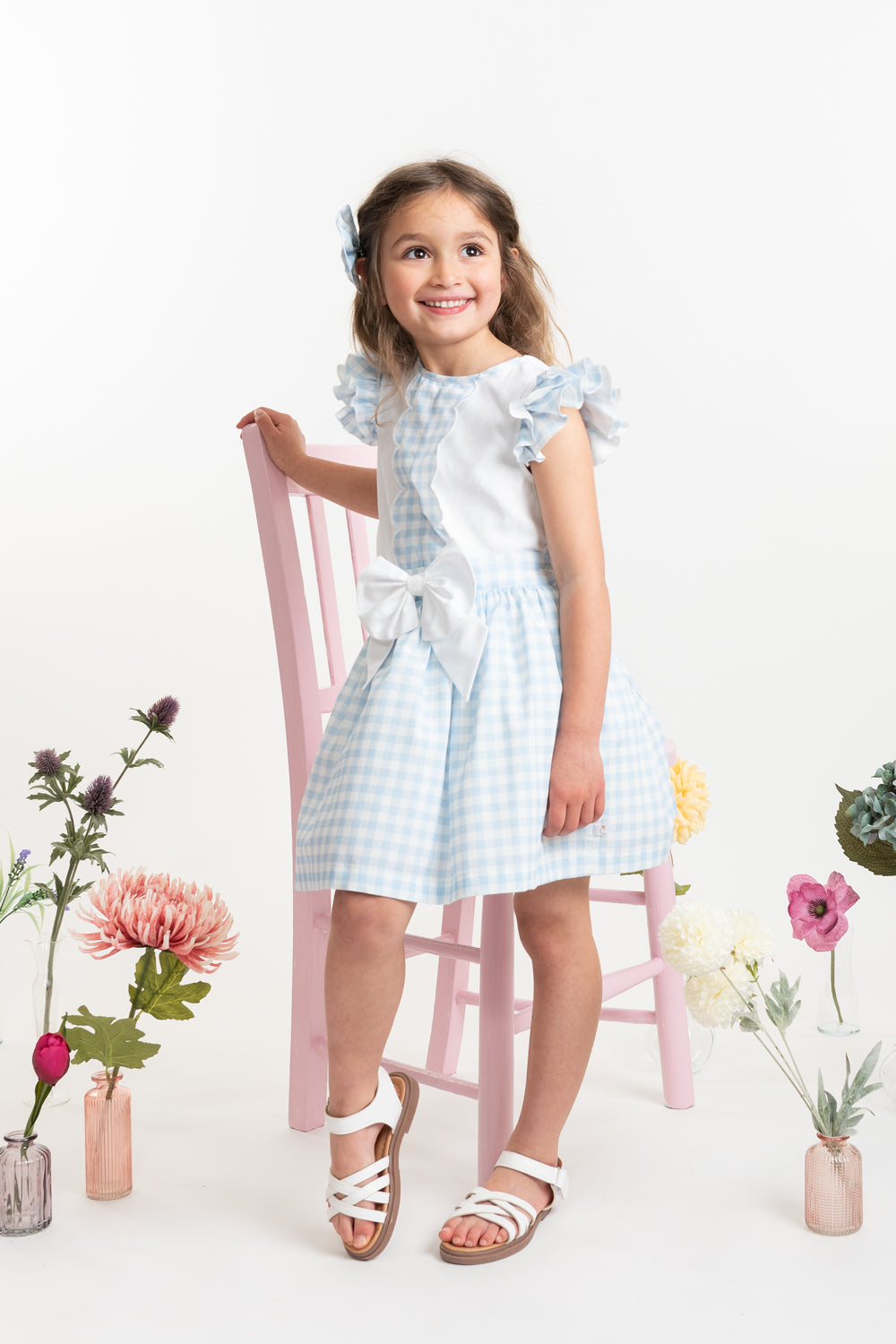 Country Kitchen Sky Blue Gingham Skirt Set