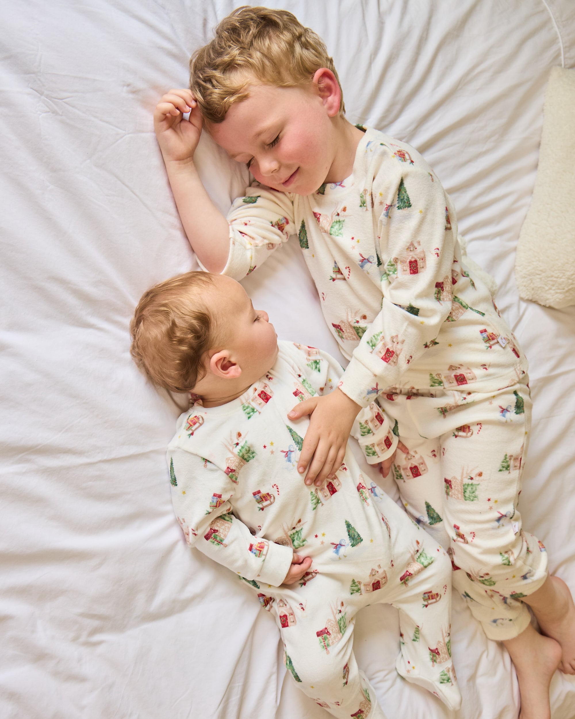 Ivory Christmas Print Pyjama Babygrow