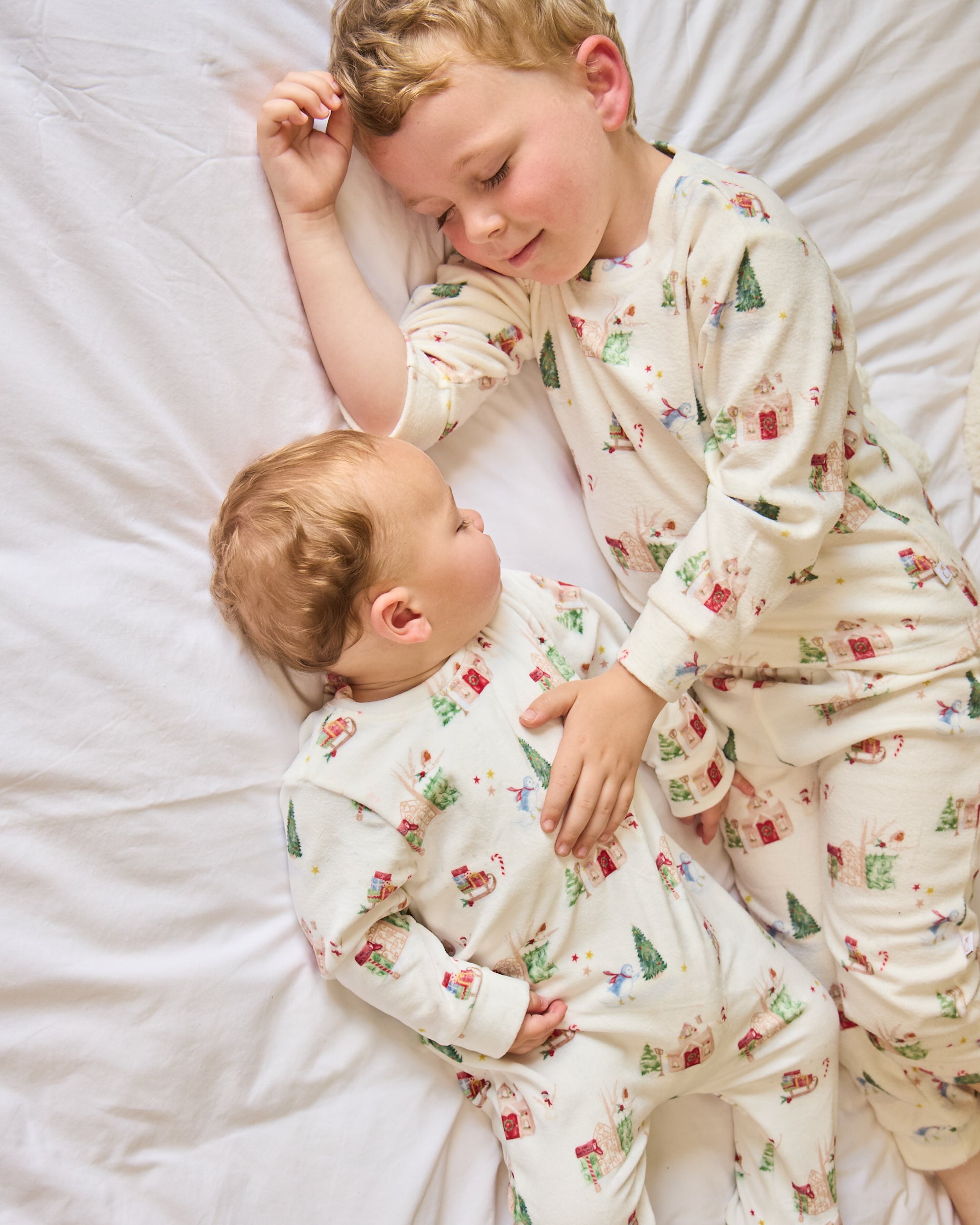 Ivory Christmas Print Pyjama Babygrow