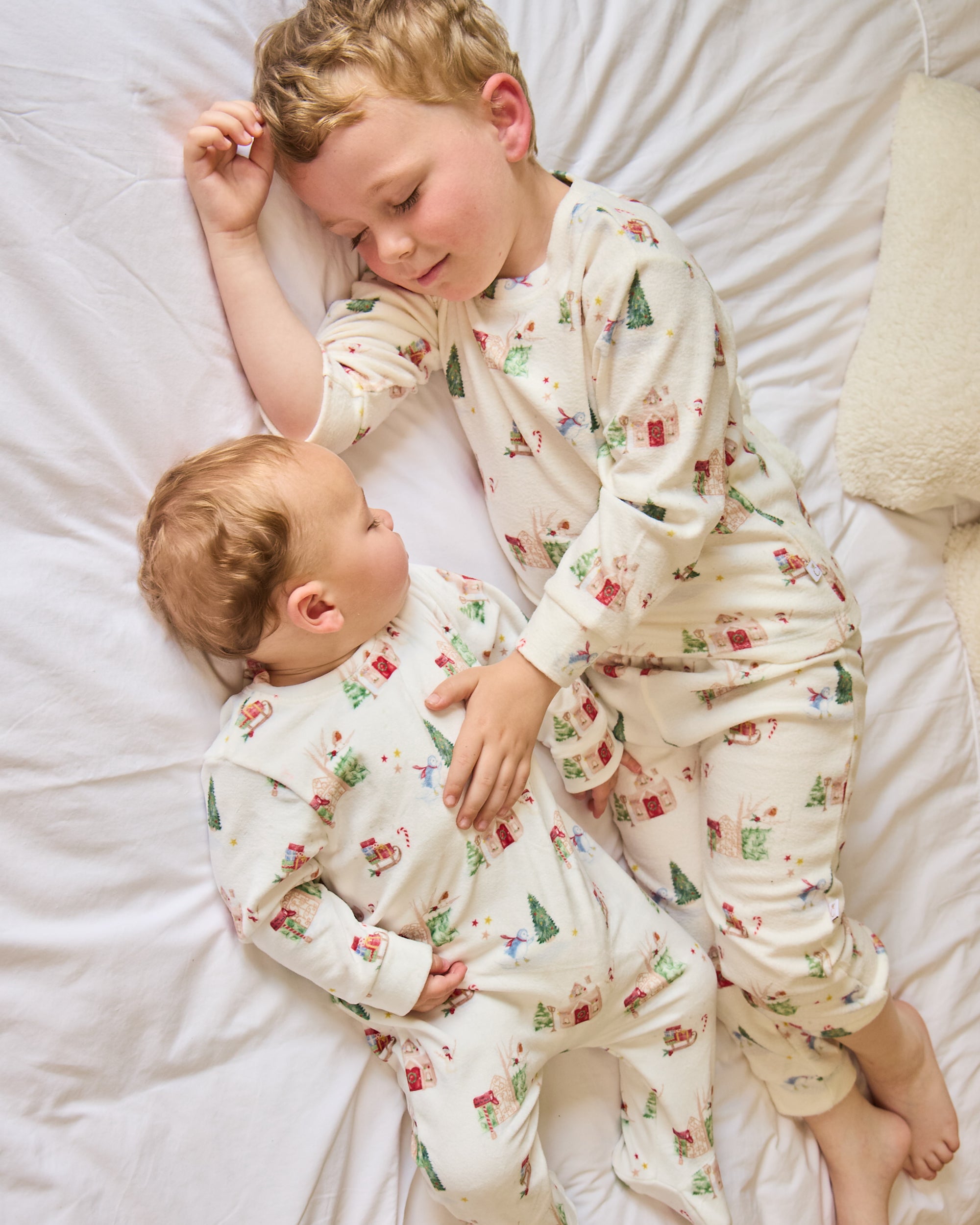 Ivory Christmas Print Pyjama Babygrow